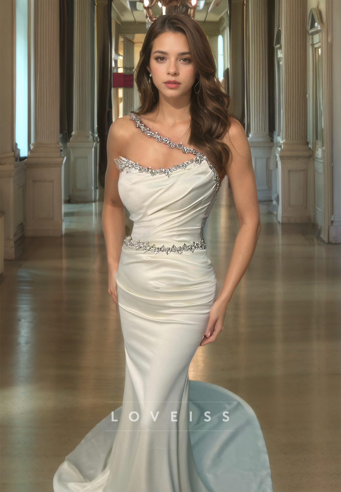 Asymmetrical Sleeveless Sleek Satin Mermaid Simple Prom Dress