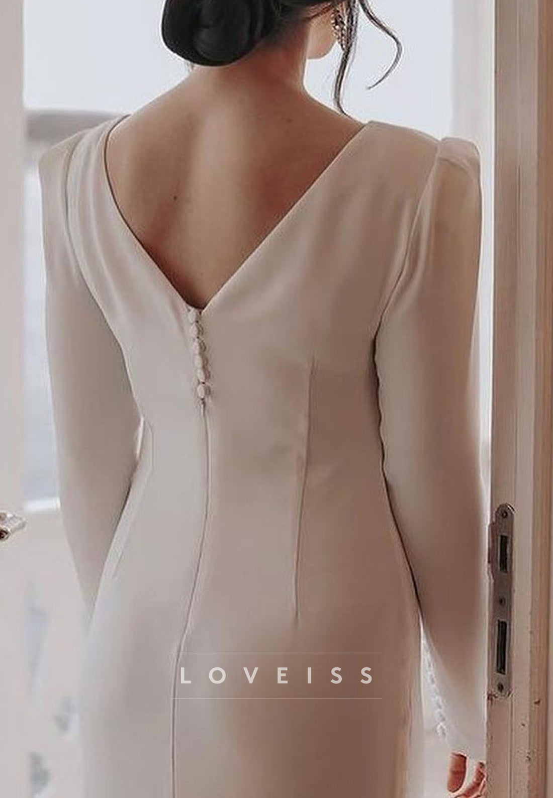 Bateau Long Sleeves Sleek Mermaid Simple Wedding Dress