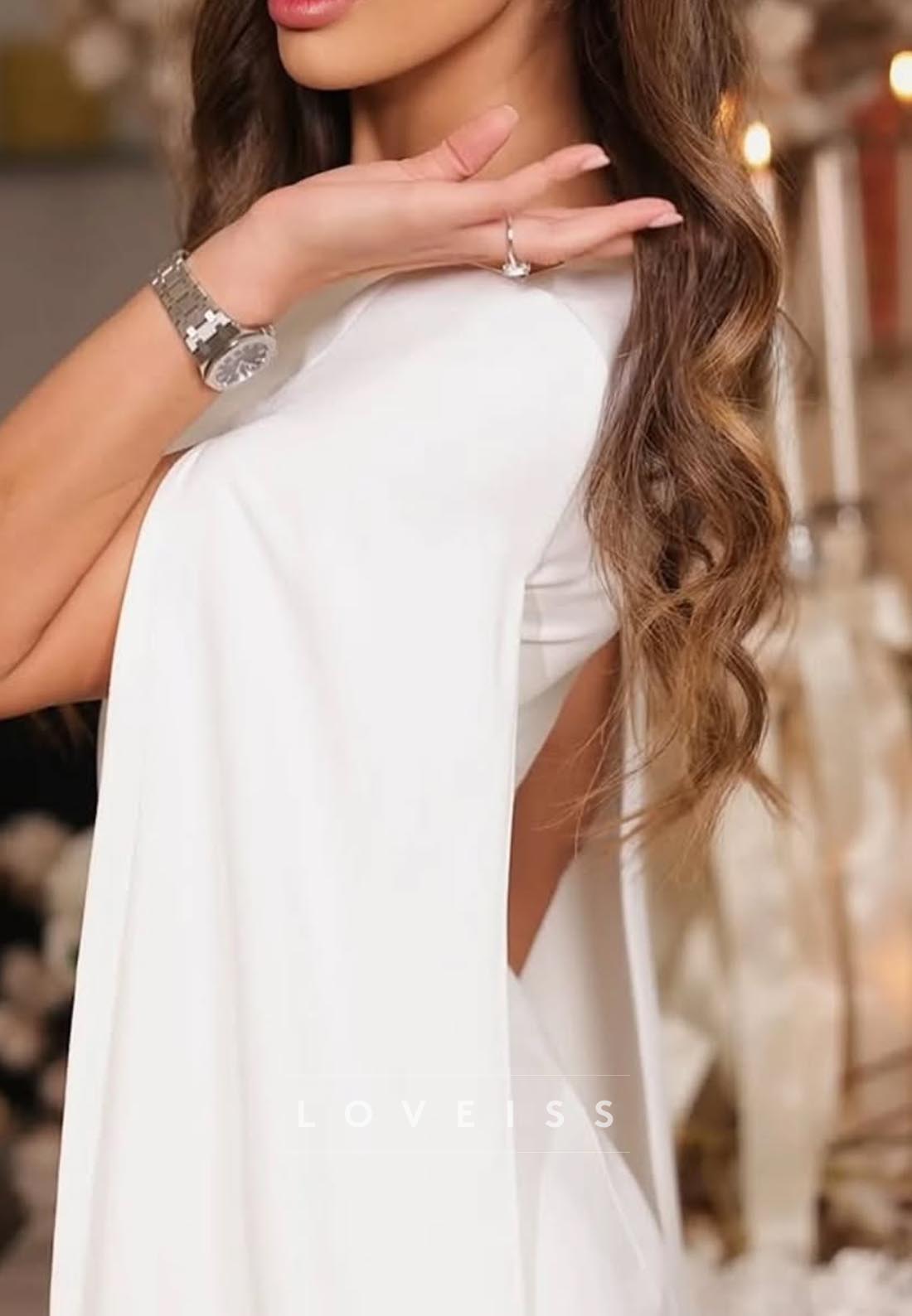 Bateau Long Sleeves Sleek Sheath Evening Dress