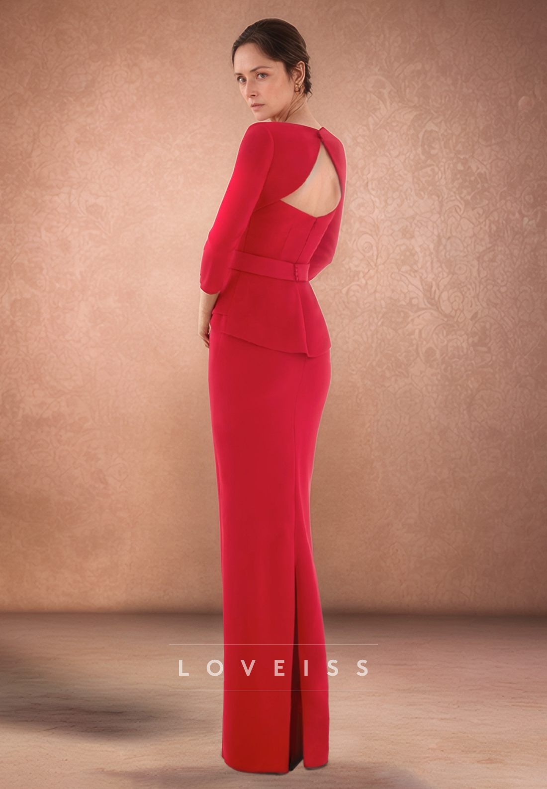 Bateau Long Sleeves Sleek Sheath Mother of Bride Dress