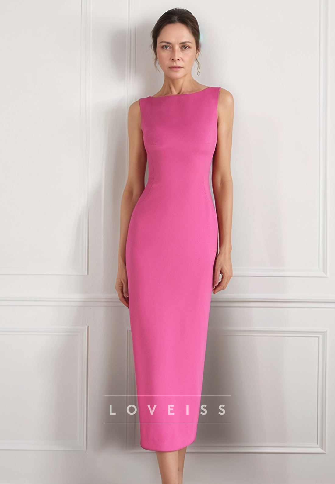 Bateau Sleeveless Sleek Ankle-Length Sheath Mother of Bride Dress Loveiss Bateau Sleeveless Sleek Ankle-Length Sheath Mother of Bride Dress Loveiss