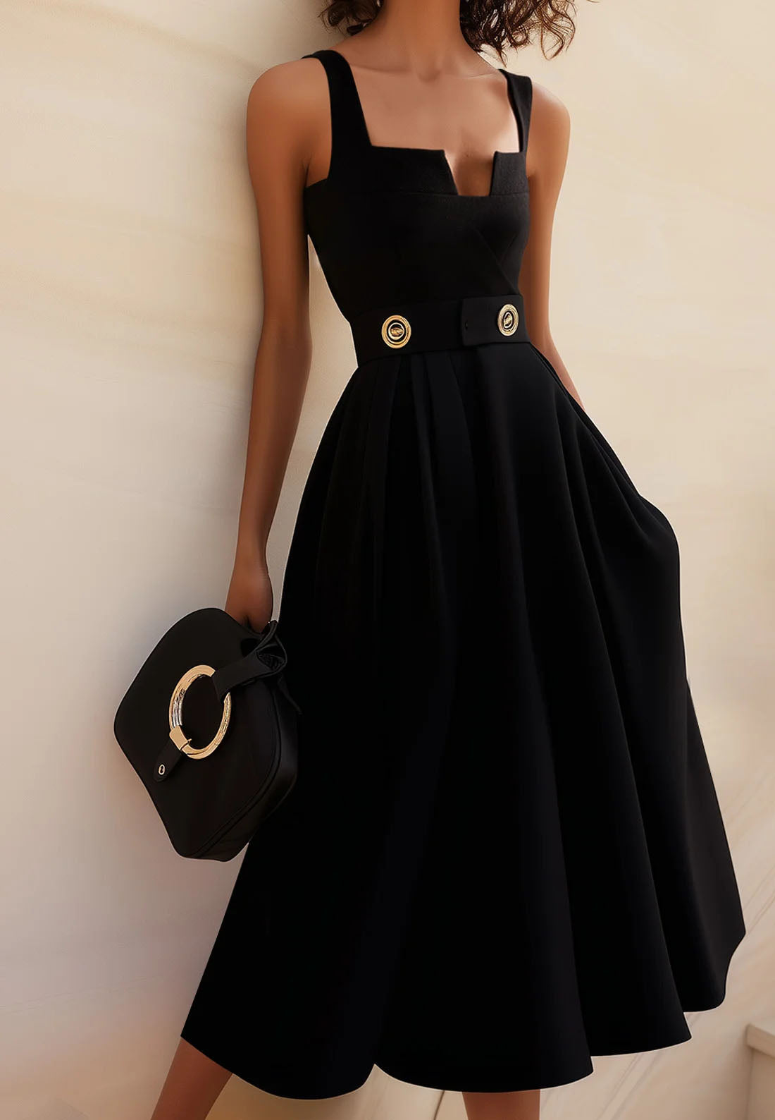 black a line midi dress formal Bustier A Line Mesh Detail Midi Dress Black