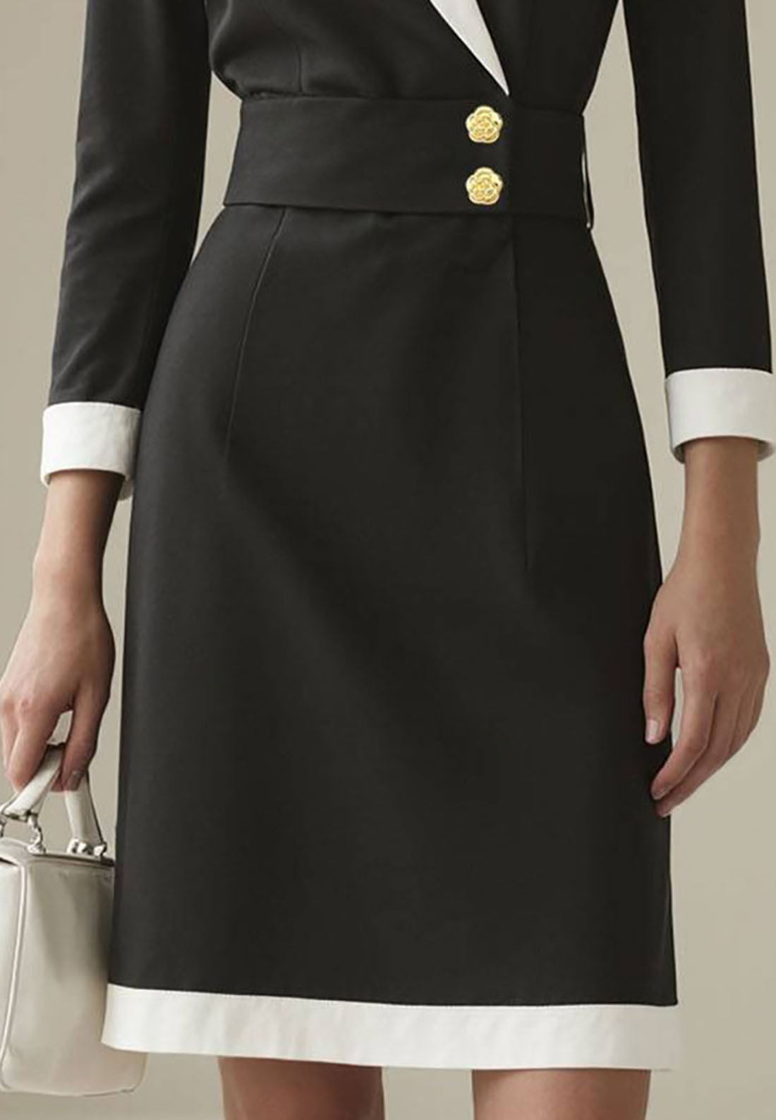 Blazer Long Sleevs Black Work Sheath Knee-Length Midi Dress