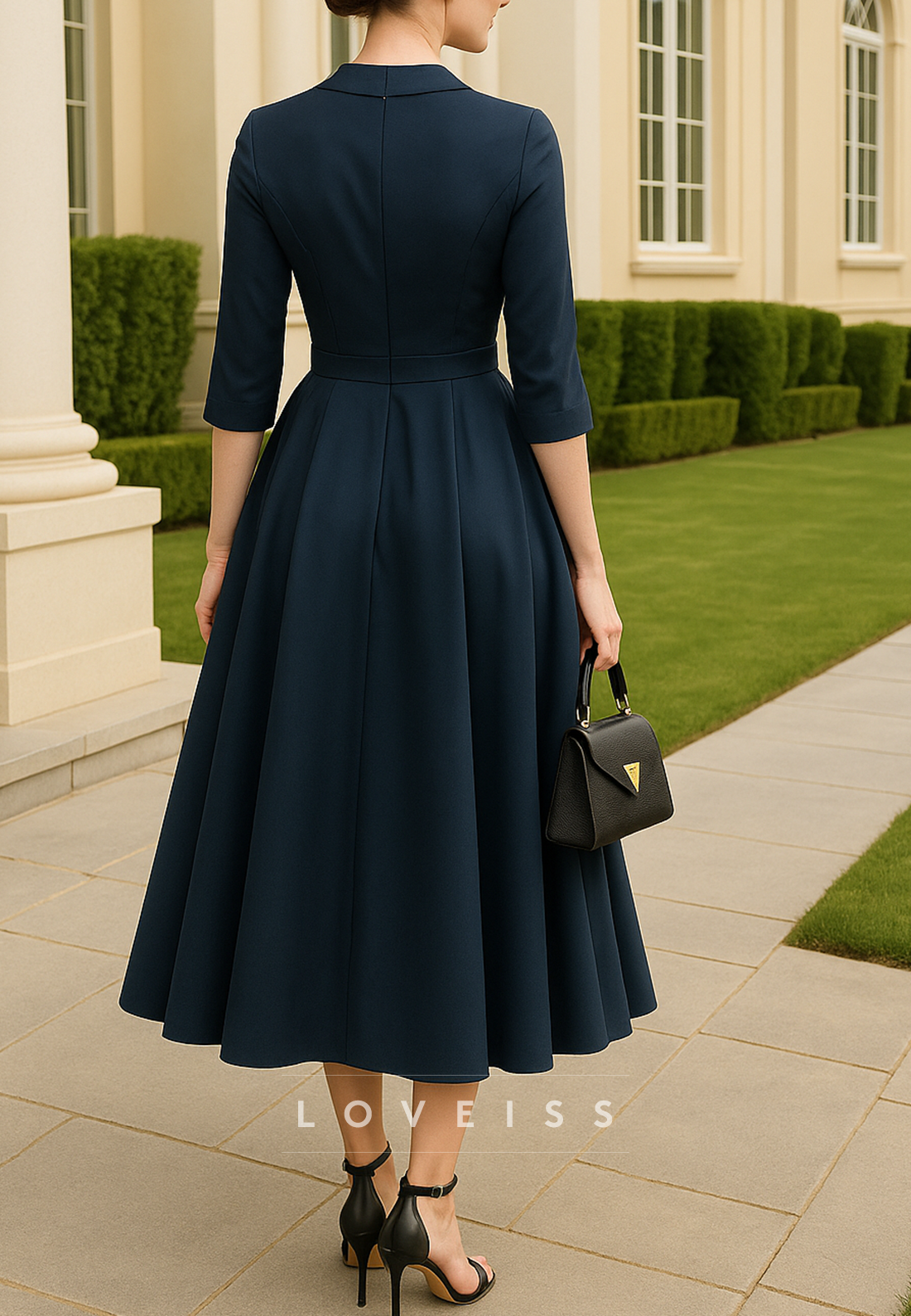 Blazer V-Neck Bowknot A-Line Mother of Bride Dress
