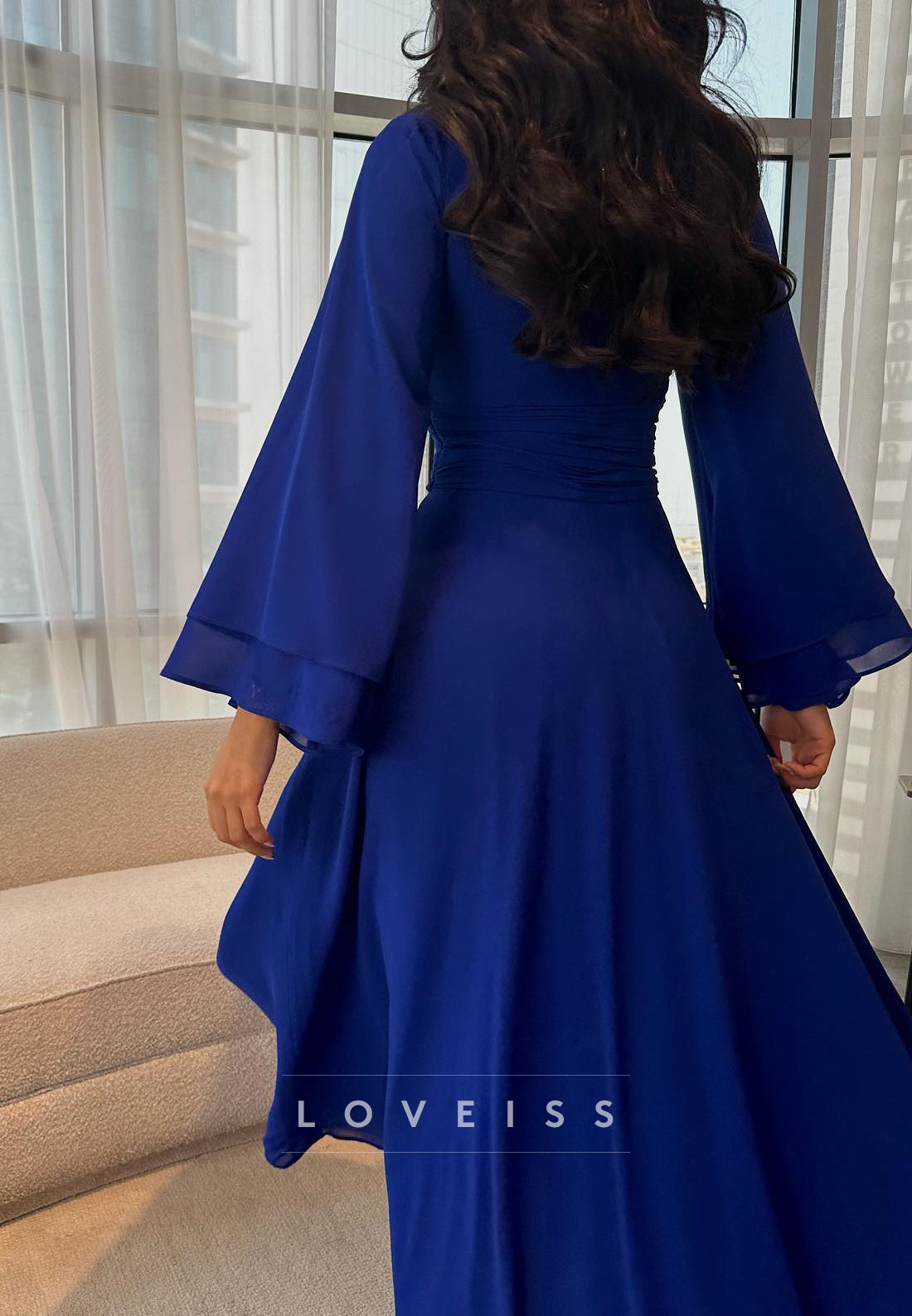 Blazer V-Neck Long Sleeves Chiffon A-Line Mother of Bride Dress