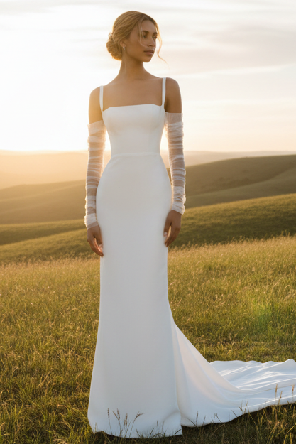 Square Straps Mermaid Wedding Dress