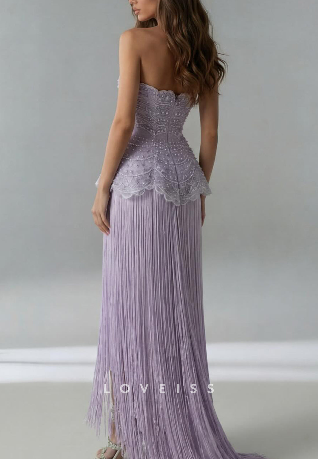 Corset Beaded Fringe Beadings A-Line Prom Dress