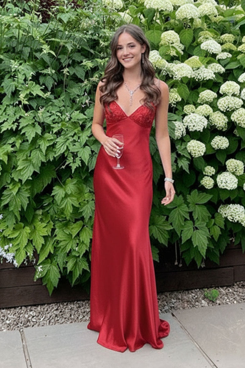 Beaded Purple Soft Satin Sheath Long Dress