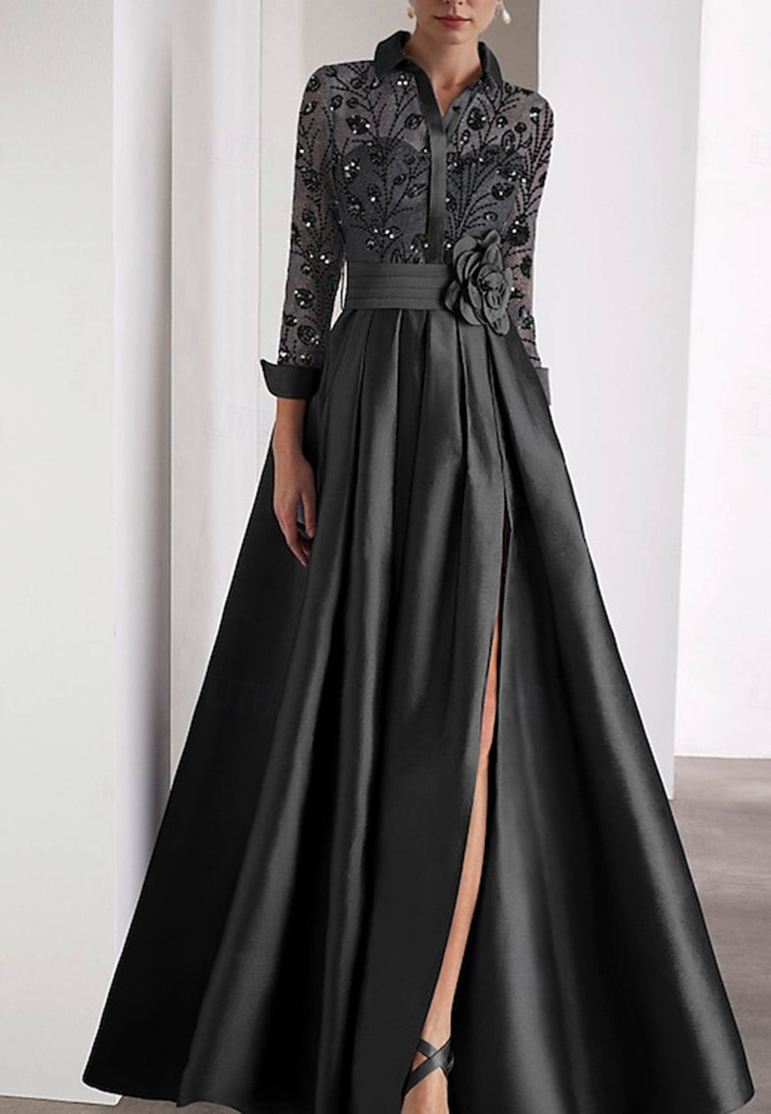 Embroidered A-Line Evening Gown Elegant Dress Formal Wedding Guest Dress