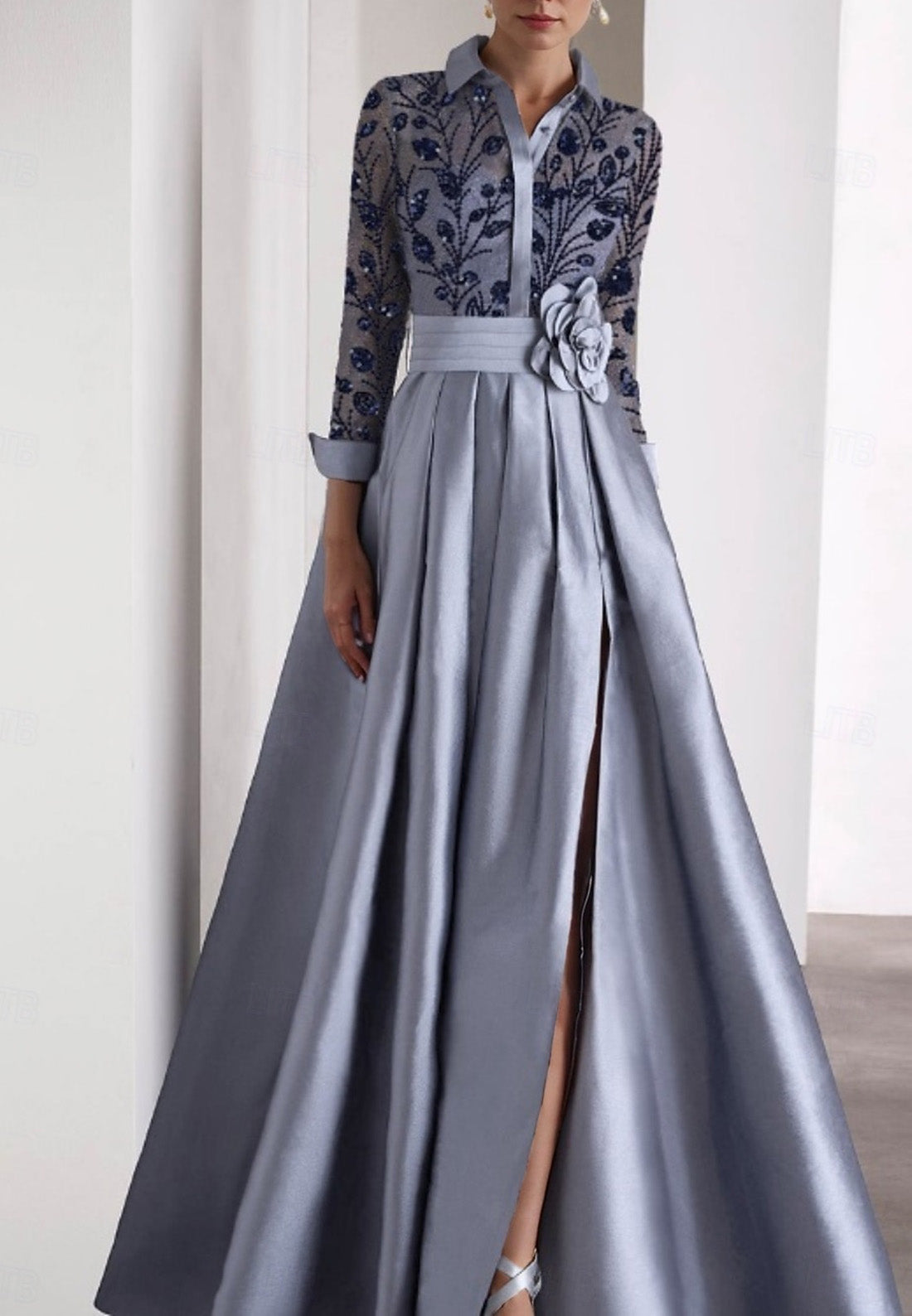 Embroidered A-Line Evening Gown Elegant Dress Formal Wedding Guest Dress