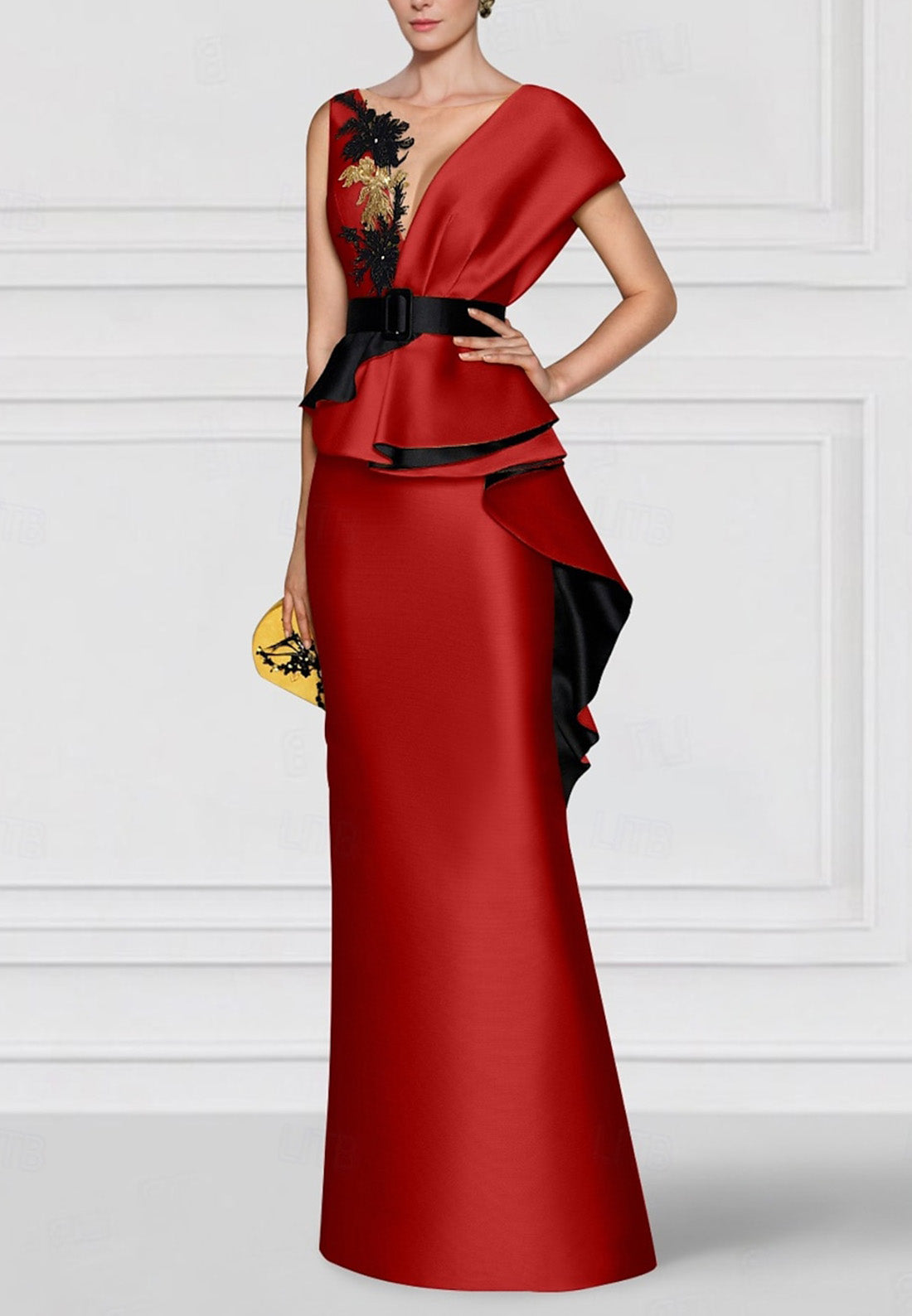 Embroidered Sheath Evening Gown Floor Length Sleeveless with Appliques