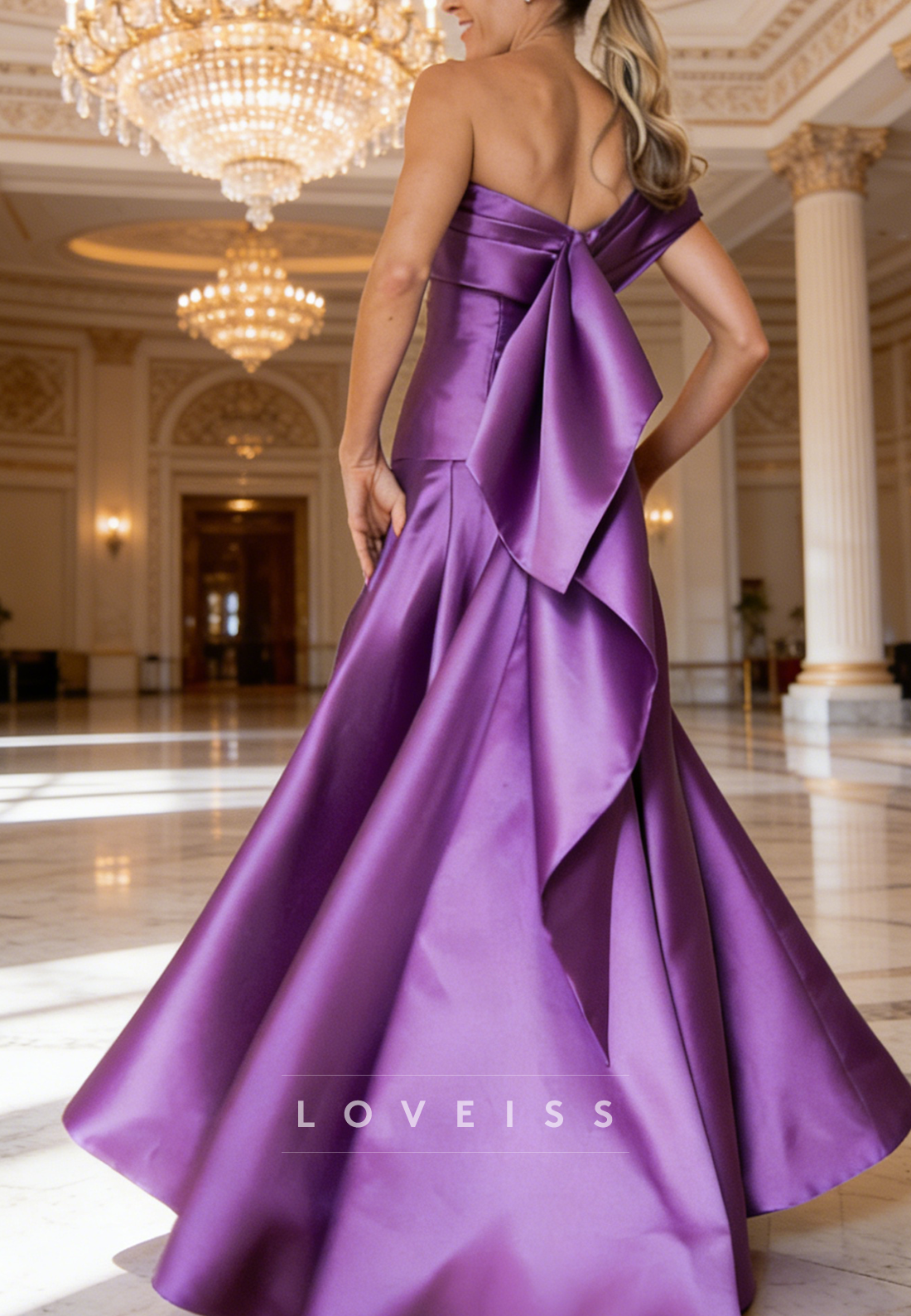 Evening Dress One Shoulder Satin A-Line Mother of Bride Dress