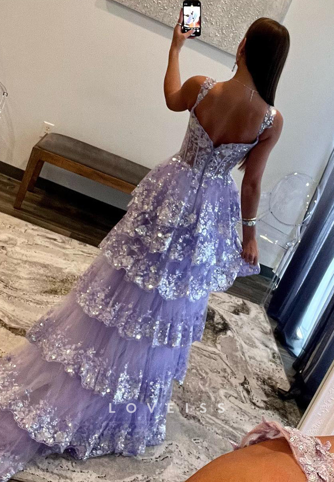 Sweetheart Sleeveless Appliques Tiered A-Line Prom Dress