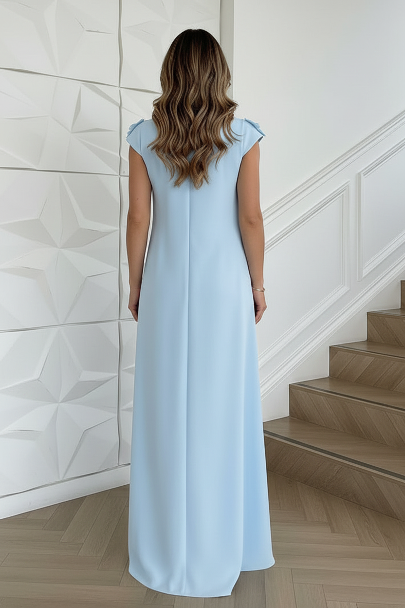 A-Line Crew Neck 3D Flowers Formal Dresses