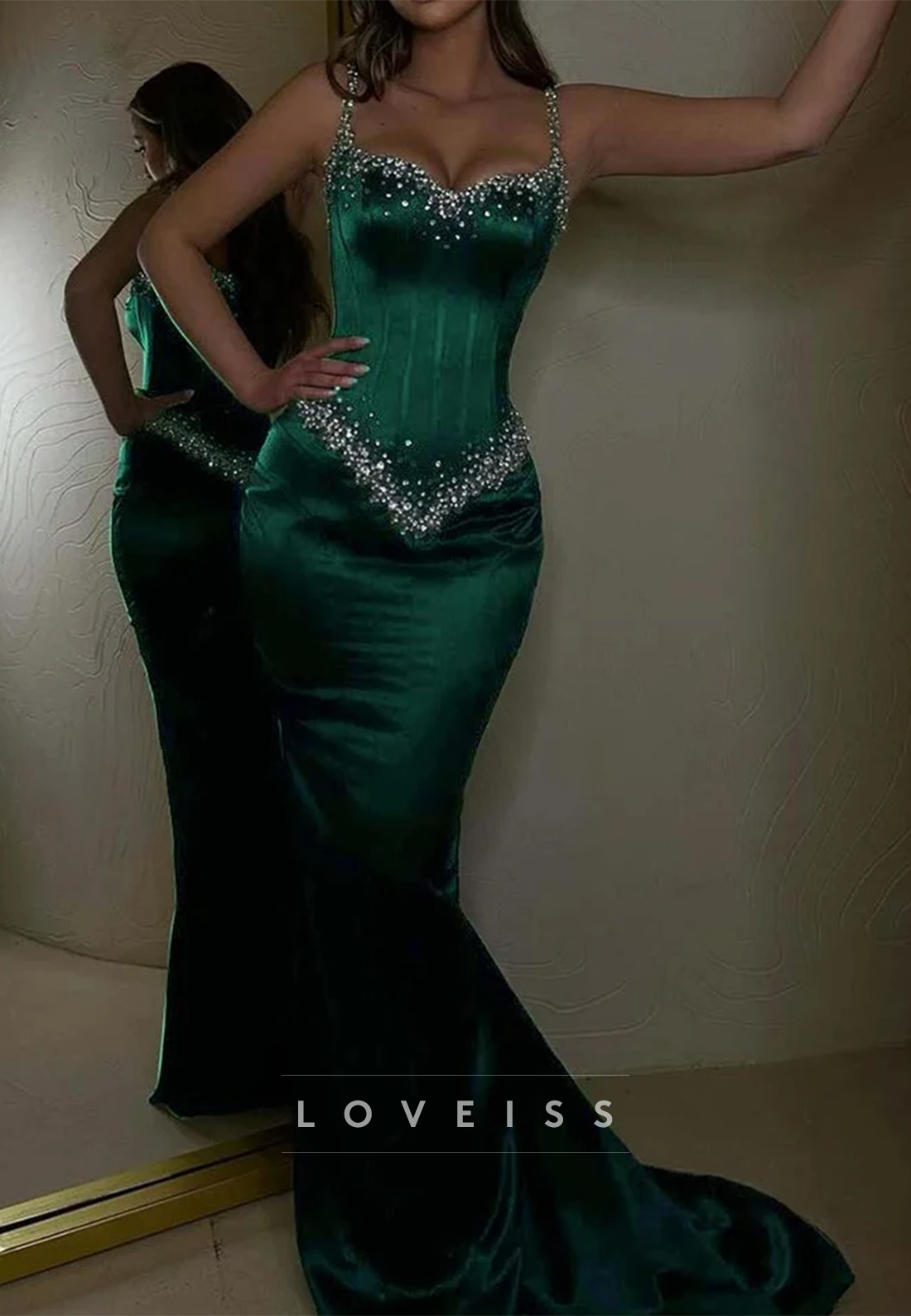 Sweetheart Sleeveless Beaded Mermaid Prom Dress