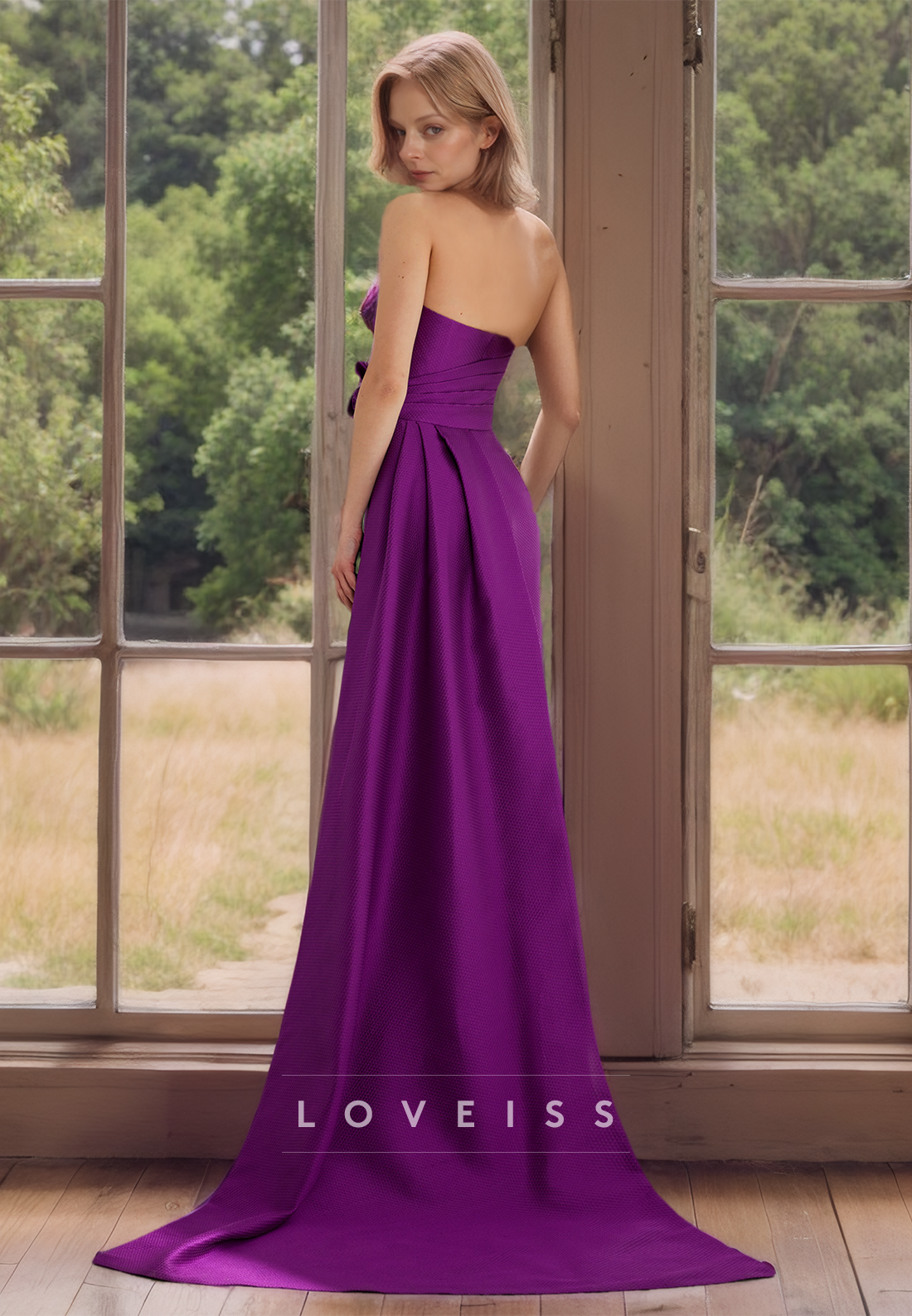 Straight Across Sleeveless Mermaid Satin Mother of Bride Dress