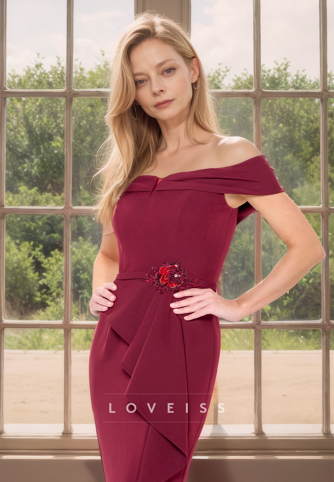 Off-Shoulder Sleeveless Ruffled Mermaid Mother of Bride Dress