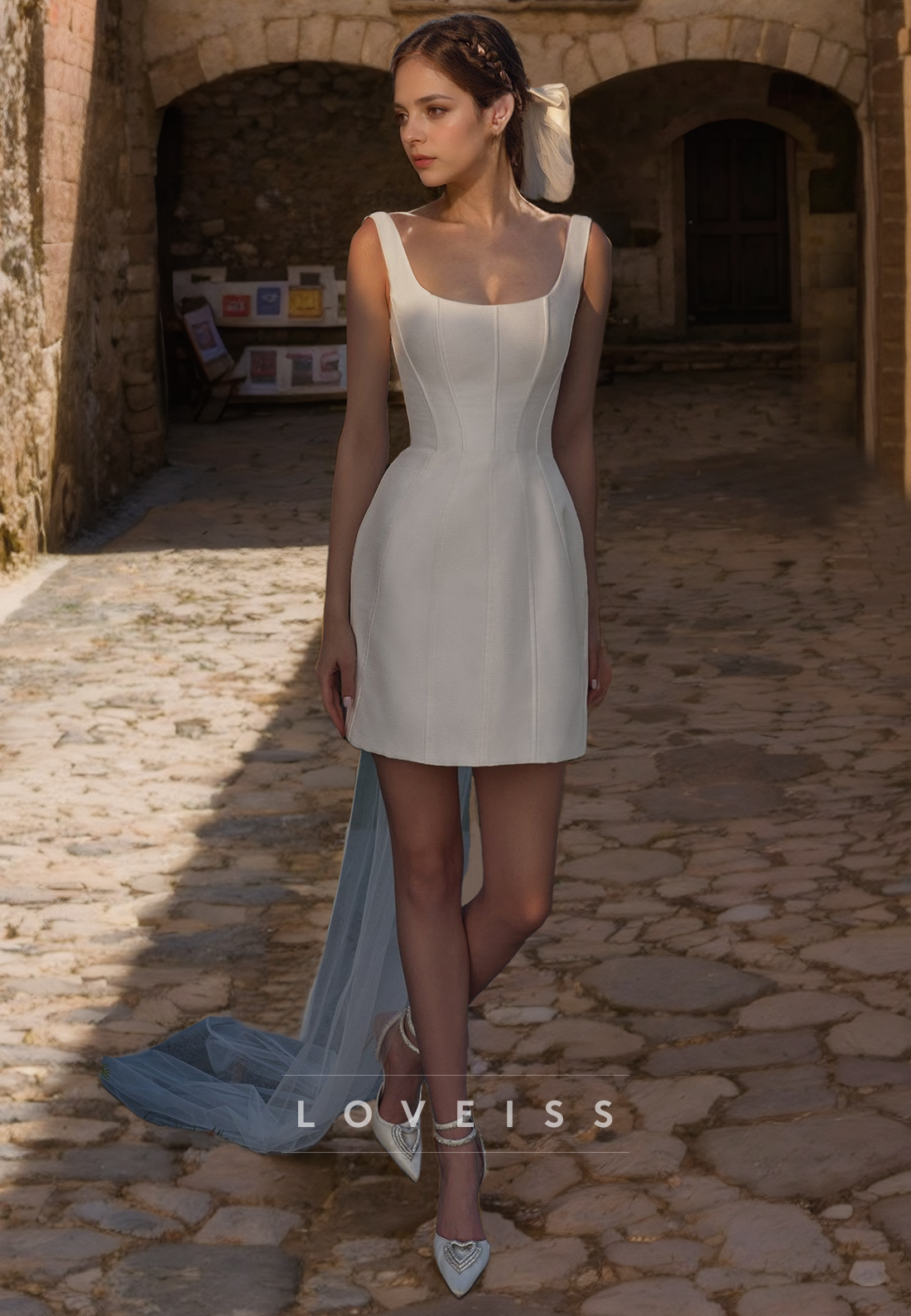 Scoop Sleeveless Sleek Satin Short Beach Wedding Dresses