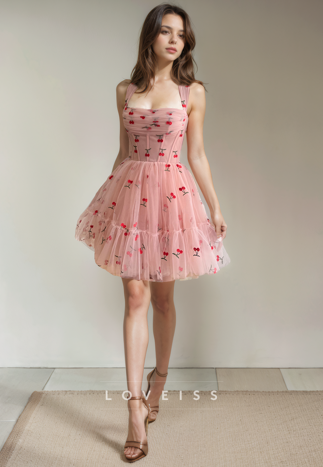 A Line Scoop Tulle Pleats Cute Homecoming Dress Short Prom Party Dress