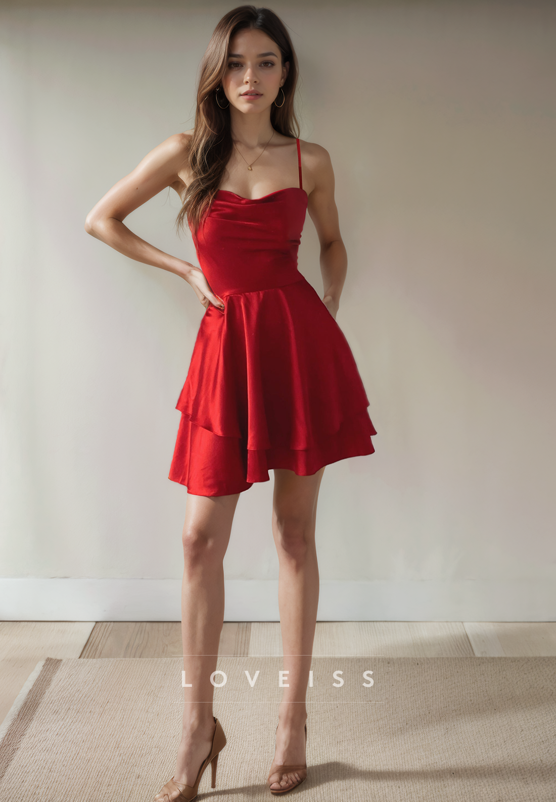 Spaghetti Straps Scoop Simple Homecoming Dress Short Party Dress