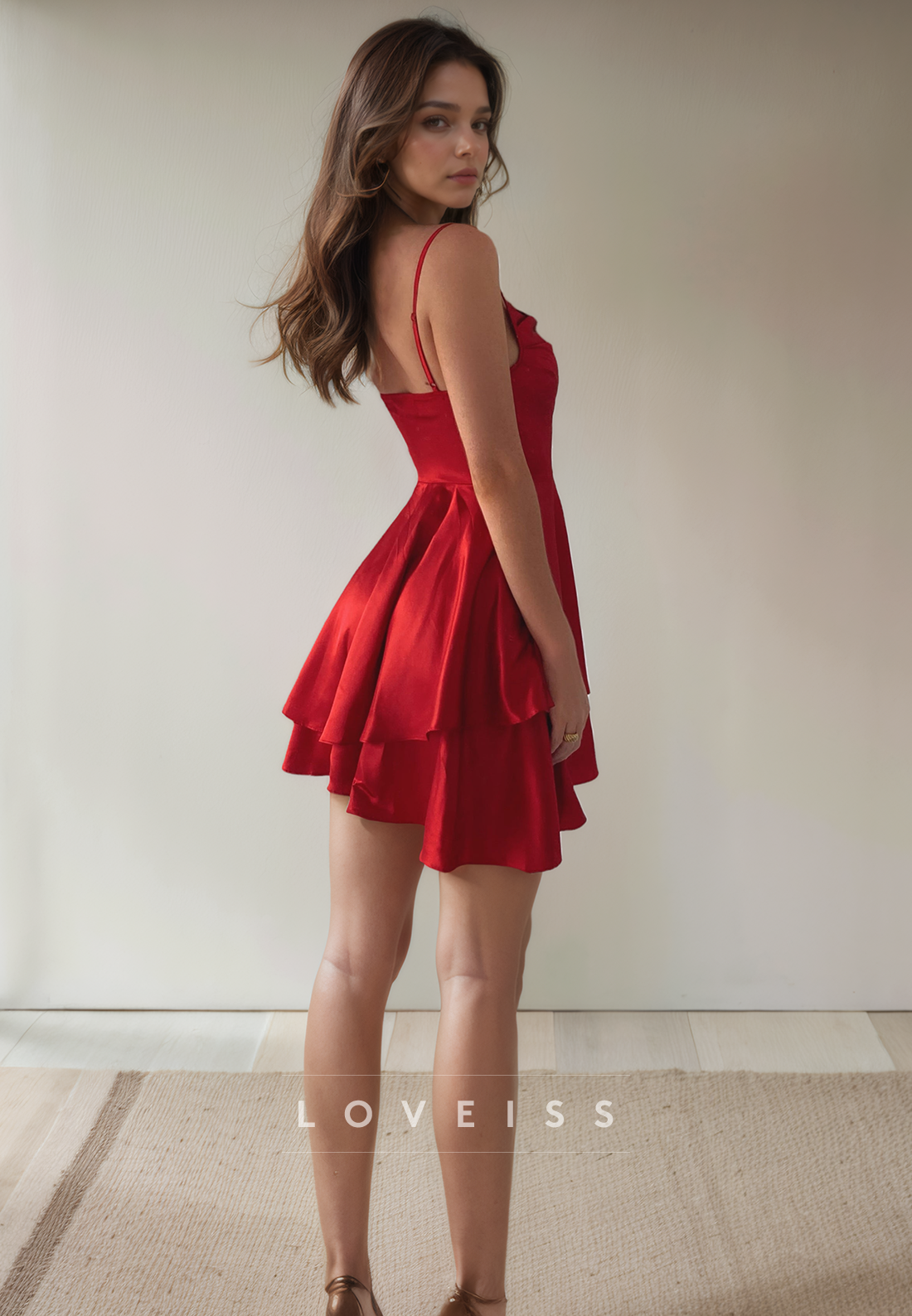 Spaghetti Straps Scoop Simple Homecoming Dress Short Party Dress