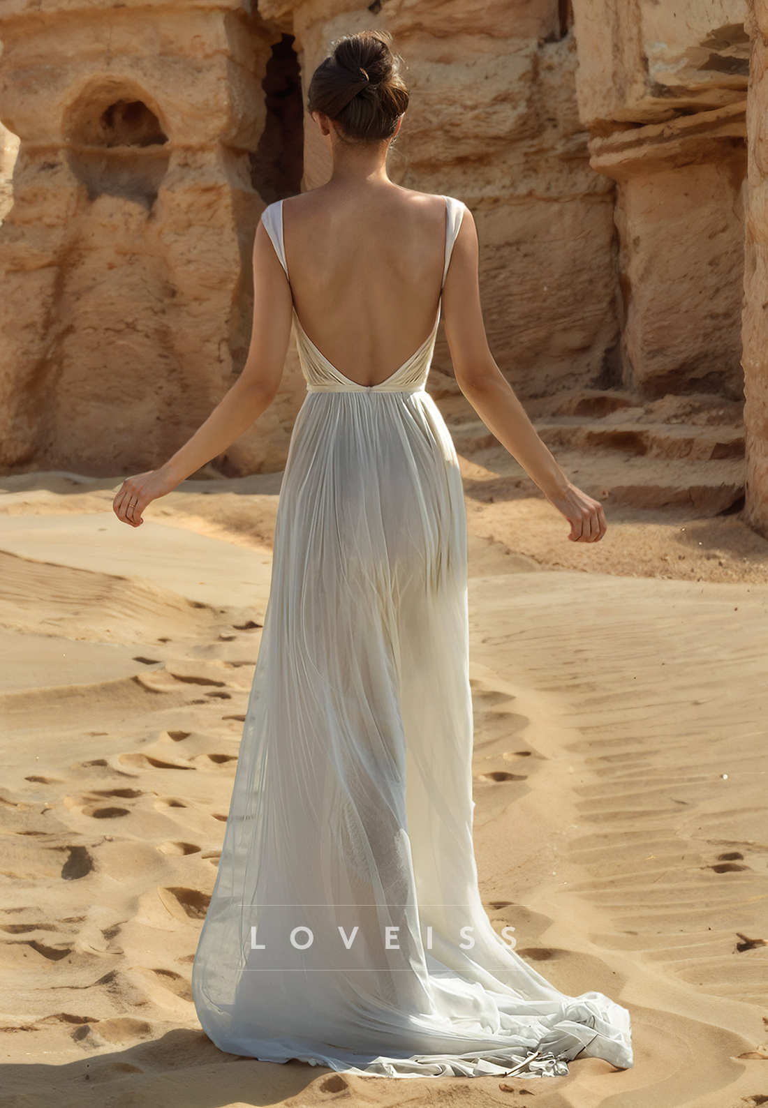A Line Sweetheart Pleats Beach Wedding Dress Boho Wedding Gown