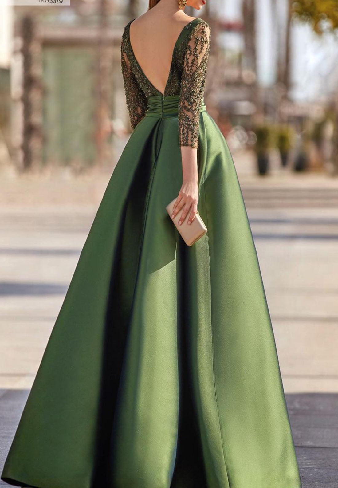 Sheath Scoop Lace 3/4 Sleeves Mother of the Bride Dress Long Formal Evening Dress for Wedding