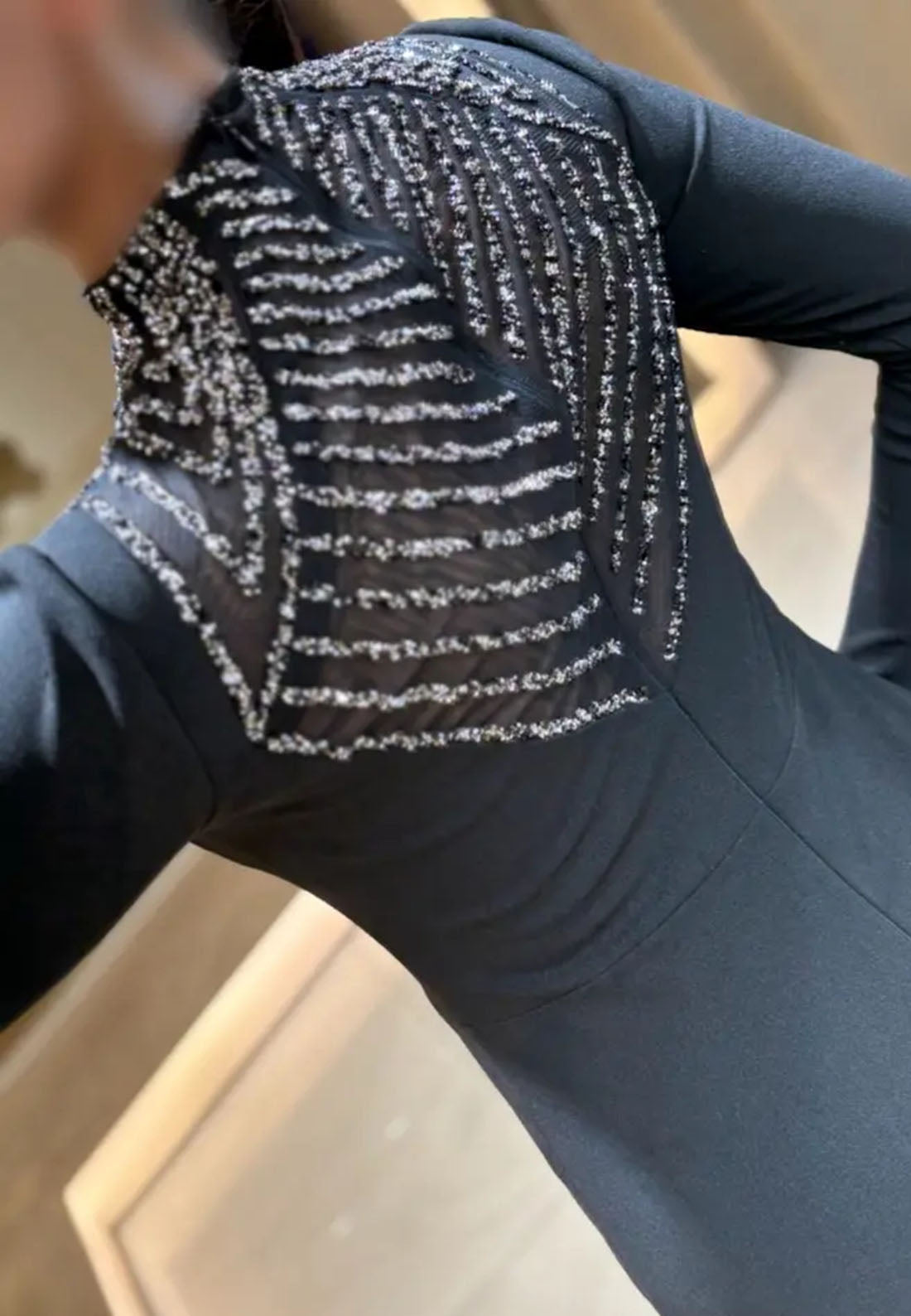 Half High Necck Long Sleeves Beaded Mermaid Evening Dress