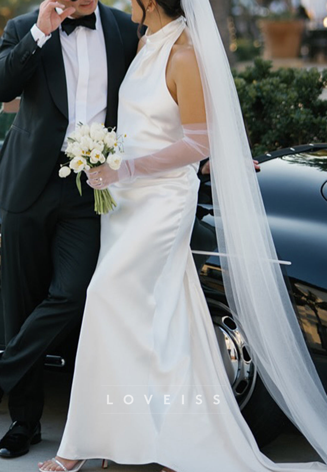 Halter Sleeveless Sleek Mermaid Beach Wedding Dress