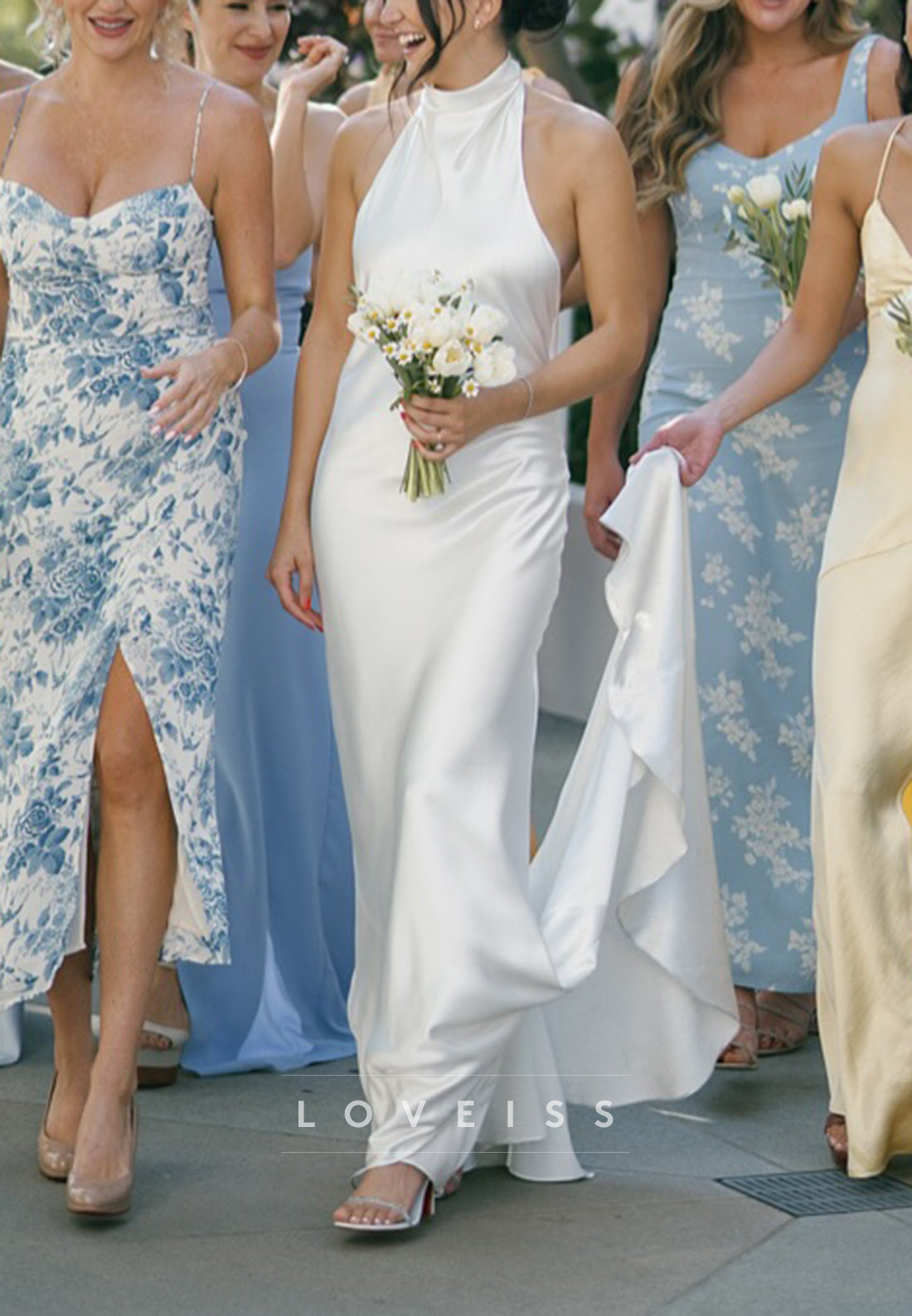 Halter Sleeveless Sleek Mermaid Beach Wedding Dress