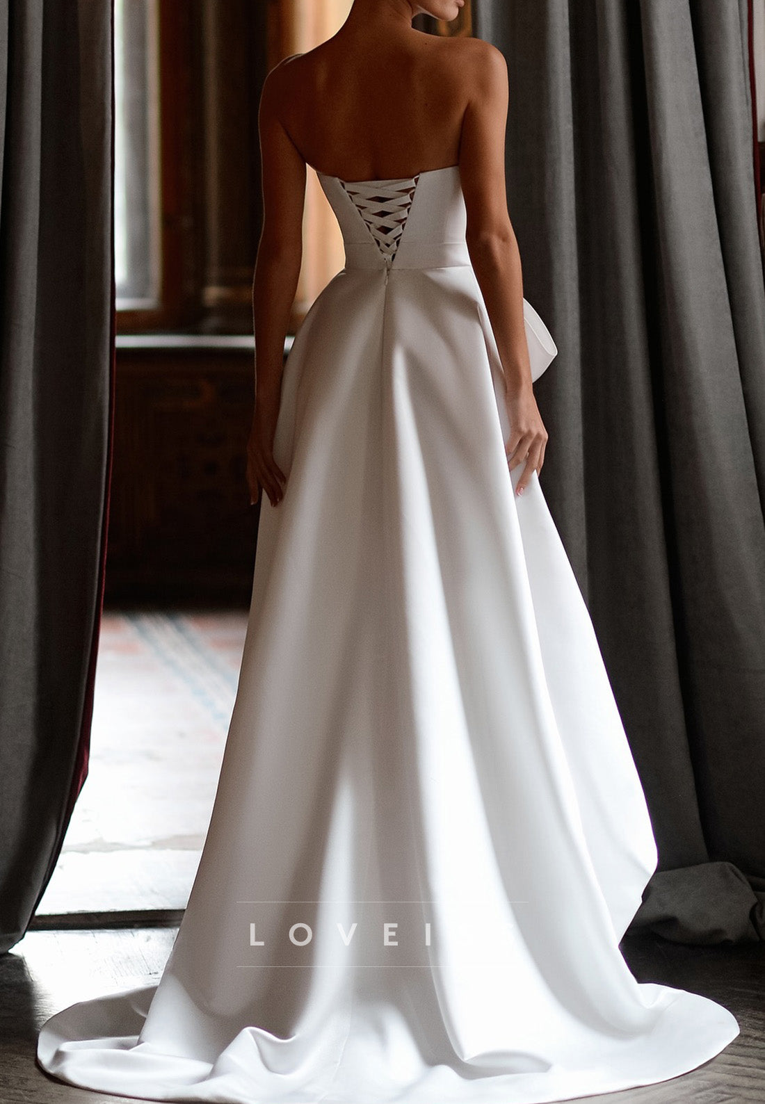 High Low Pleated Asymmetrical A-Line Beach Wedding Dress