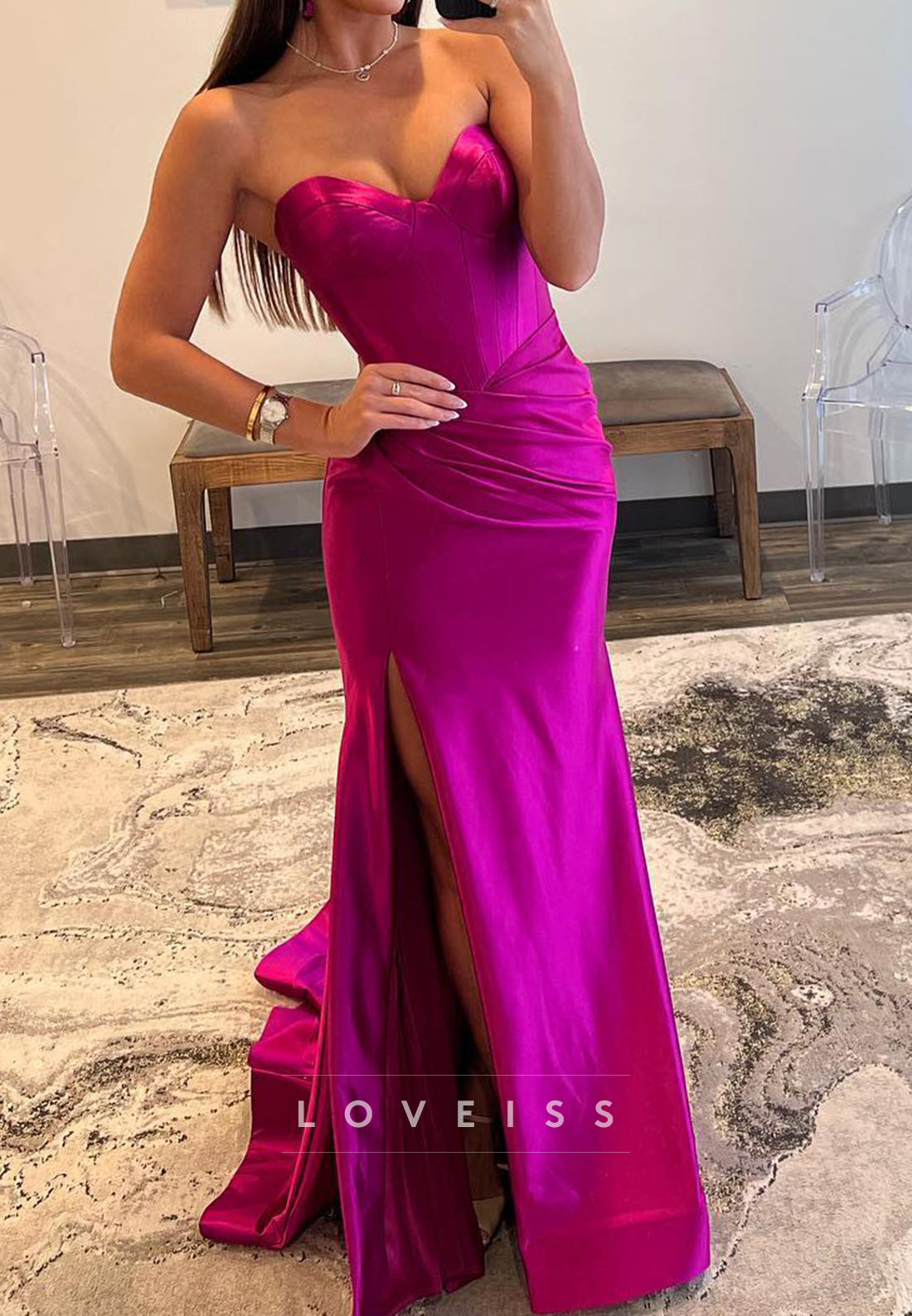 Sweetheart Sleeveless Ruched Mermaid Prom Dress