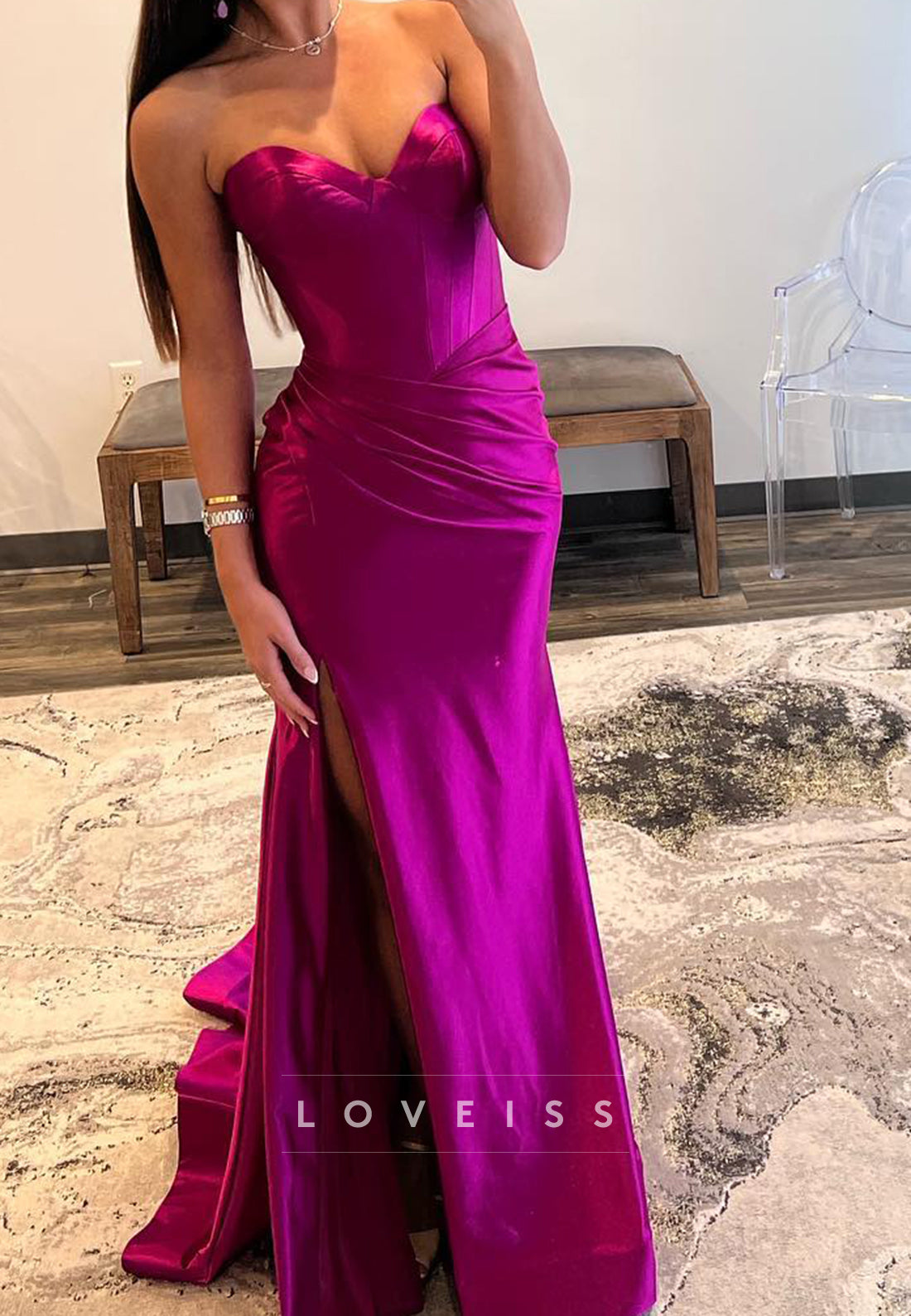 Sweetheart Sleeveless Ruched Mermaid Prom Dress