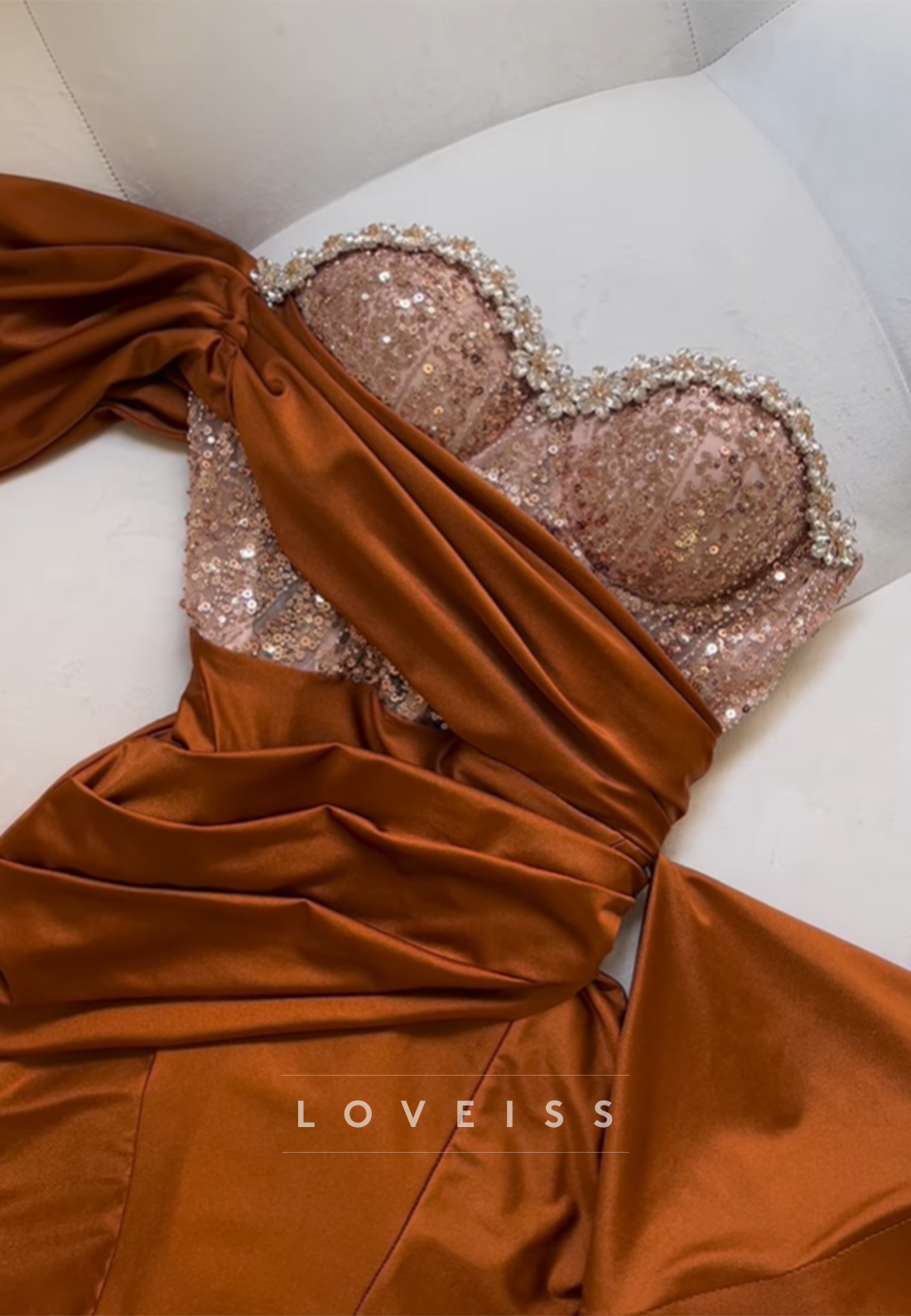 Sweetheart Sleeveless High Slit Sheath Prom Dress