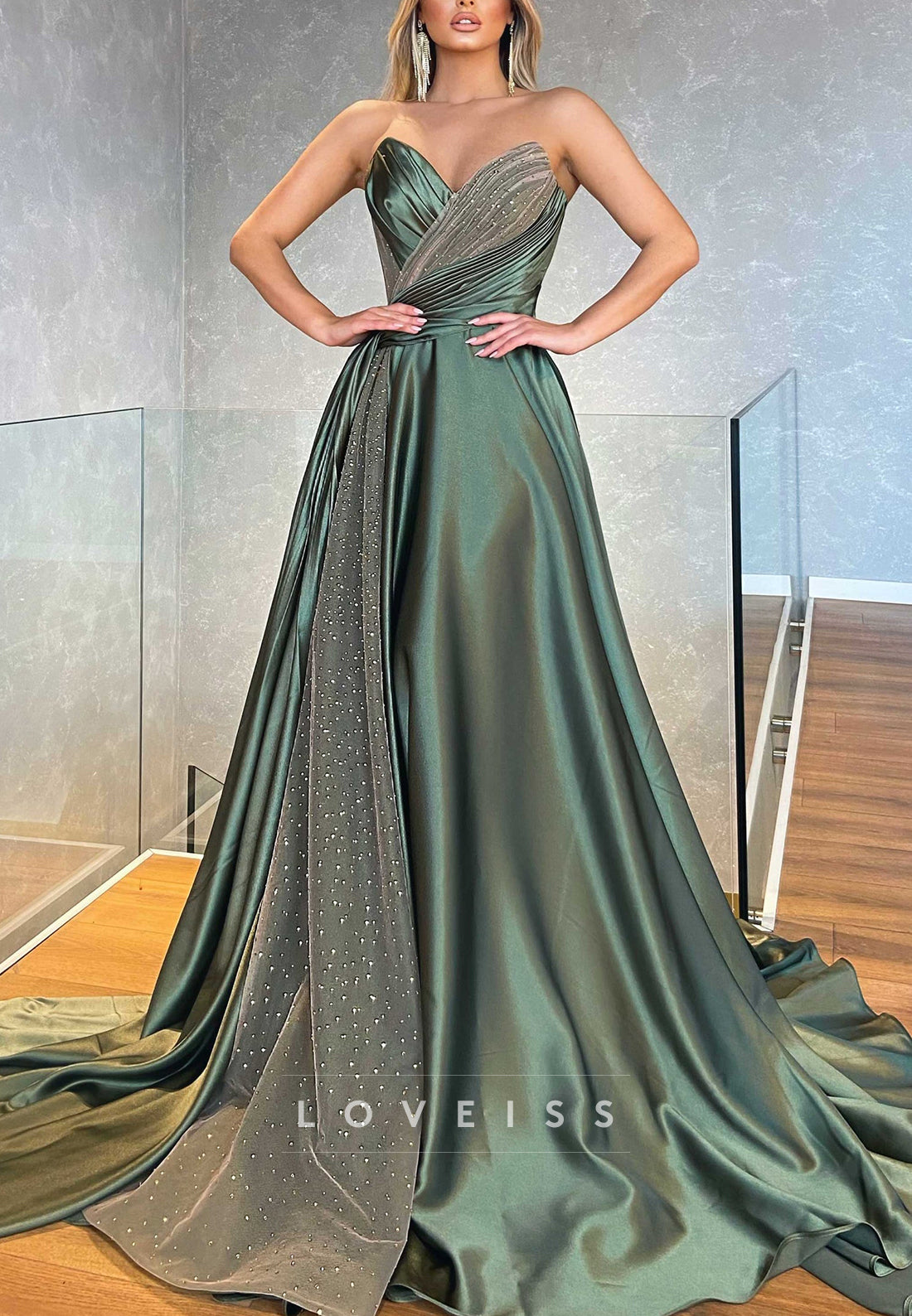 Sweetheart Sleeveless Beaded A-Line Prom Dress