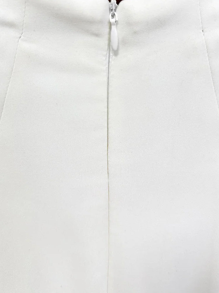 Cape Long Sleeve Embellished Maxi Dress White