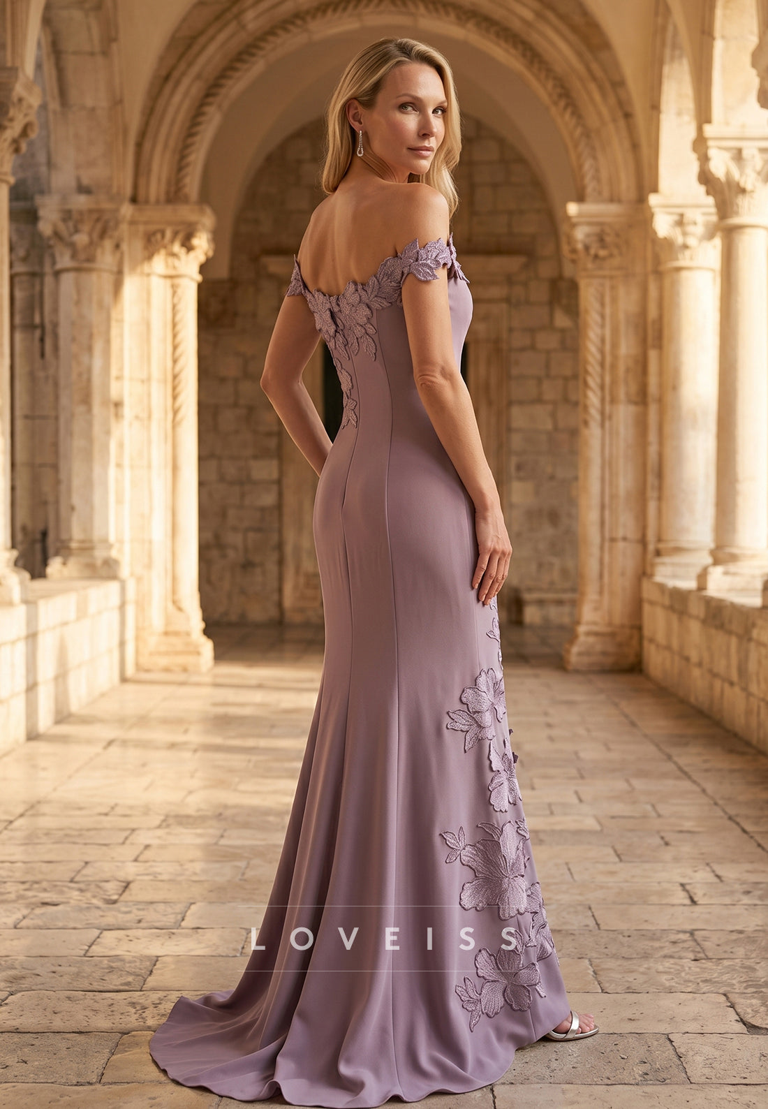 Off-Shoulder Appliques Mermaid Mother of Bride Dress