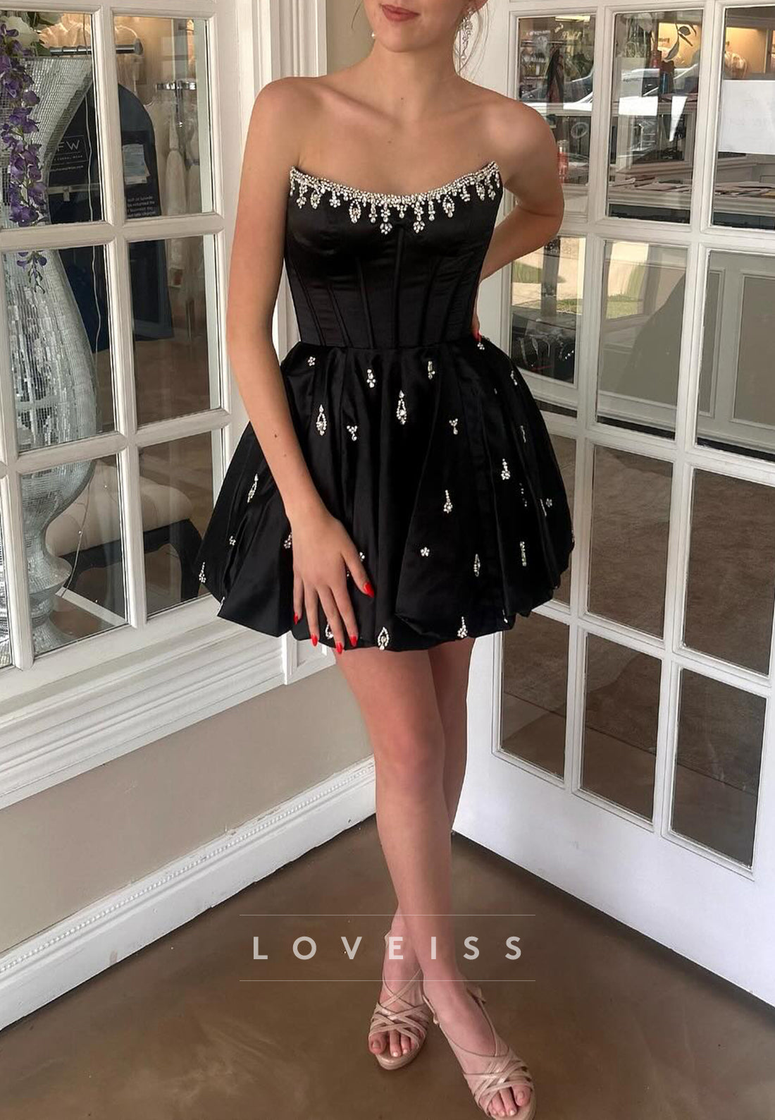 Off-Shoulder Beaded A-Line Party Homecoming Dress