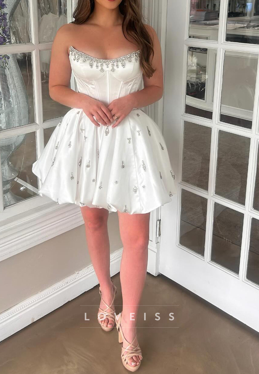 Off-Shoulder Beaded A-Line Party Homecoming Dress