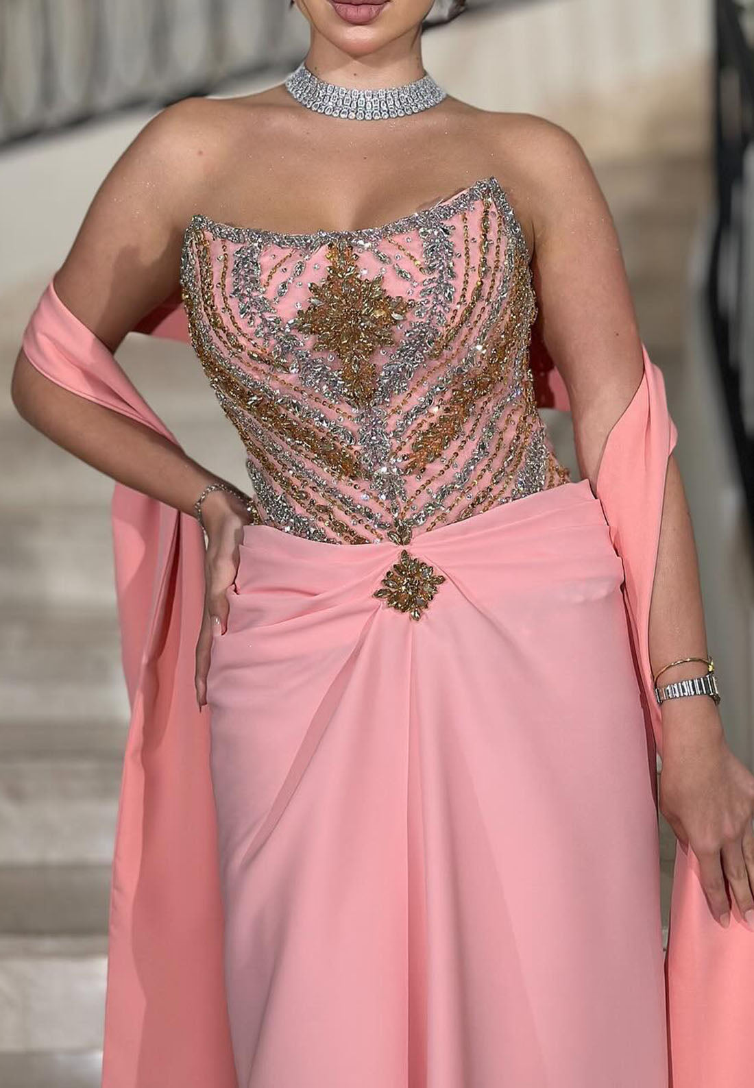 Off-Shoulder Beaded Ruched Prom Dress Sheath Evening Dress