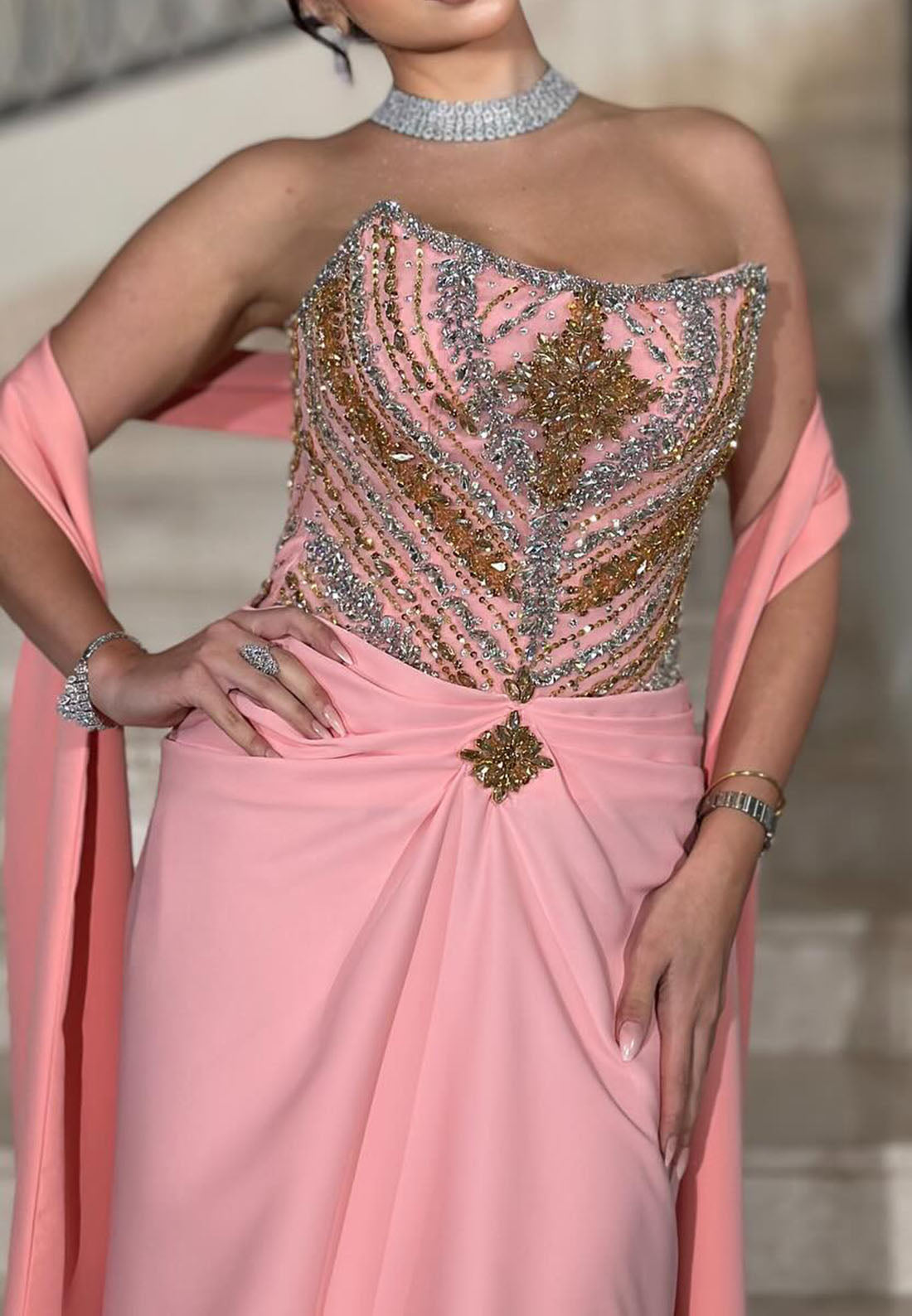 Off-Shoulder Beaded Ruched Prom Dress Sheath Evening Dress