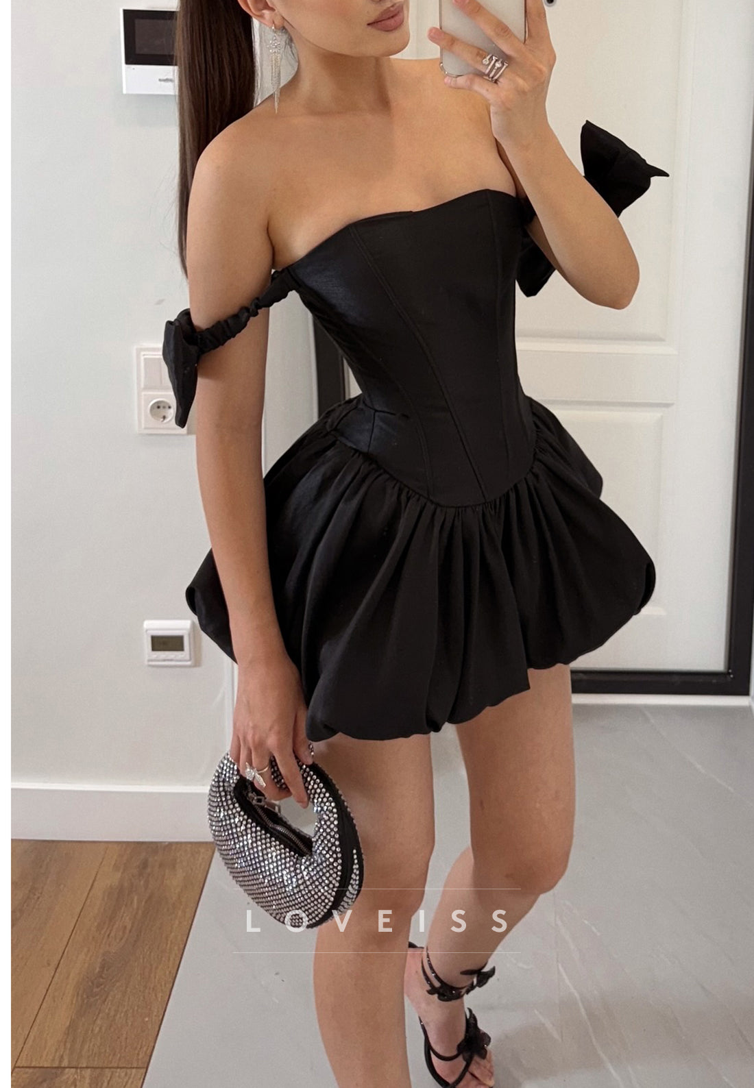 Off-Shoulder Bodycon Corset Pleated A-Line Party Homecoming Dress