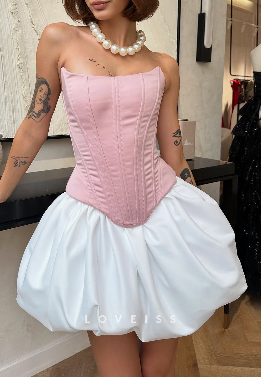 Off-Shoulder Corset Pleated Sleeveless A-Line Party Homecoming Dress