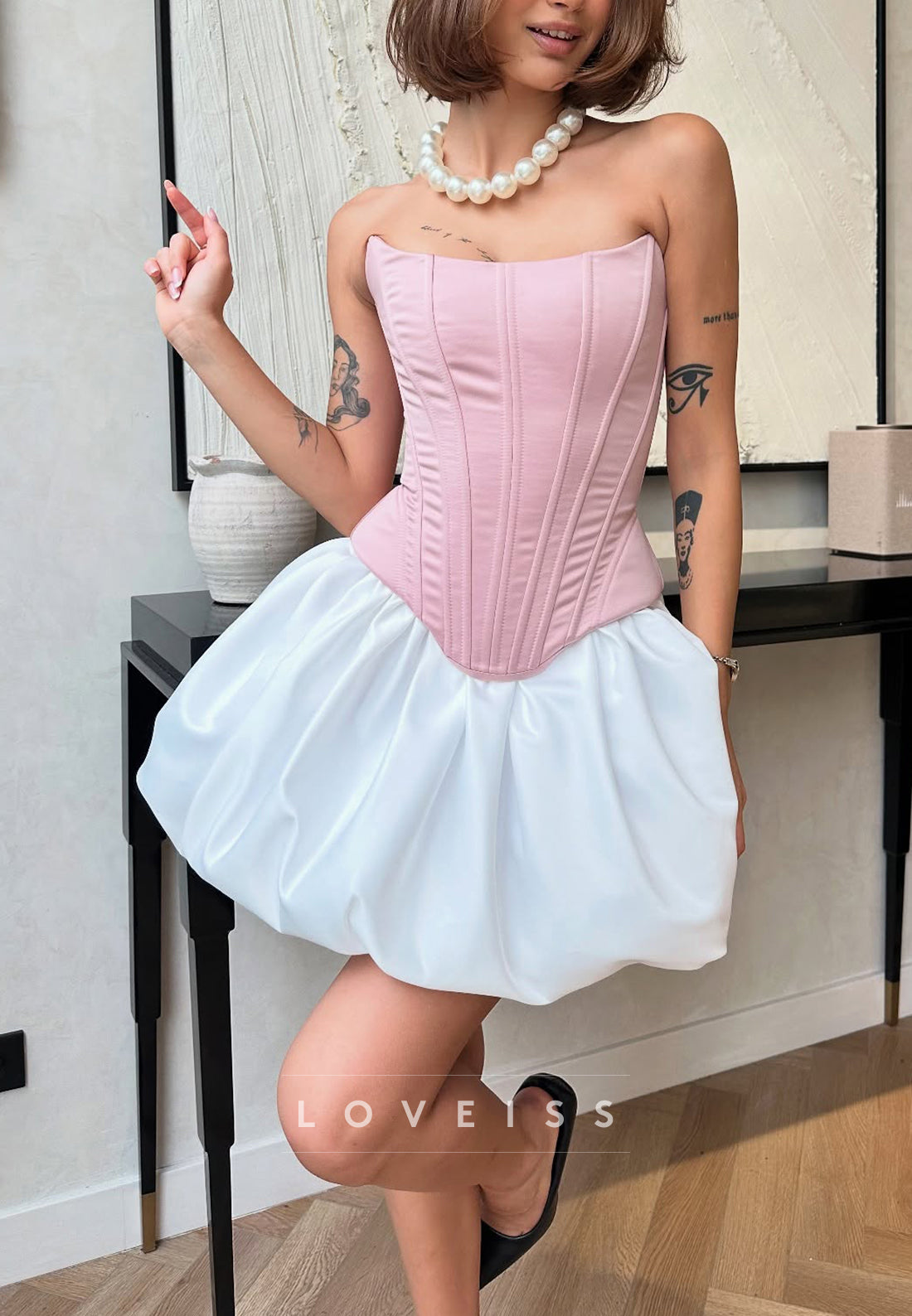 Off-Shoulder Corset Pleated Sleeveless A-Line Party Homecoming Dress