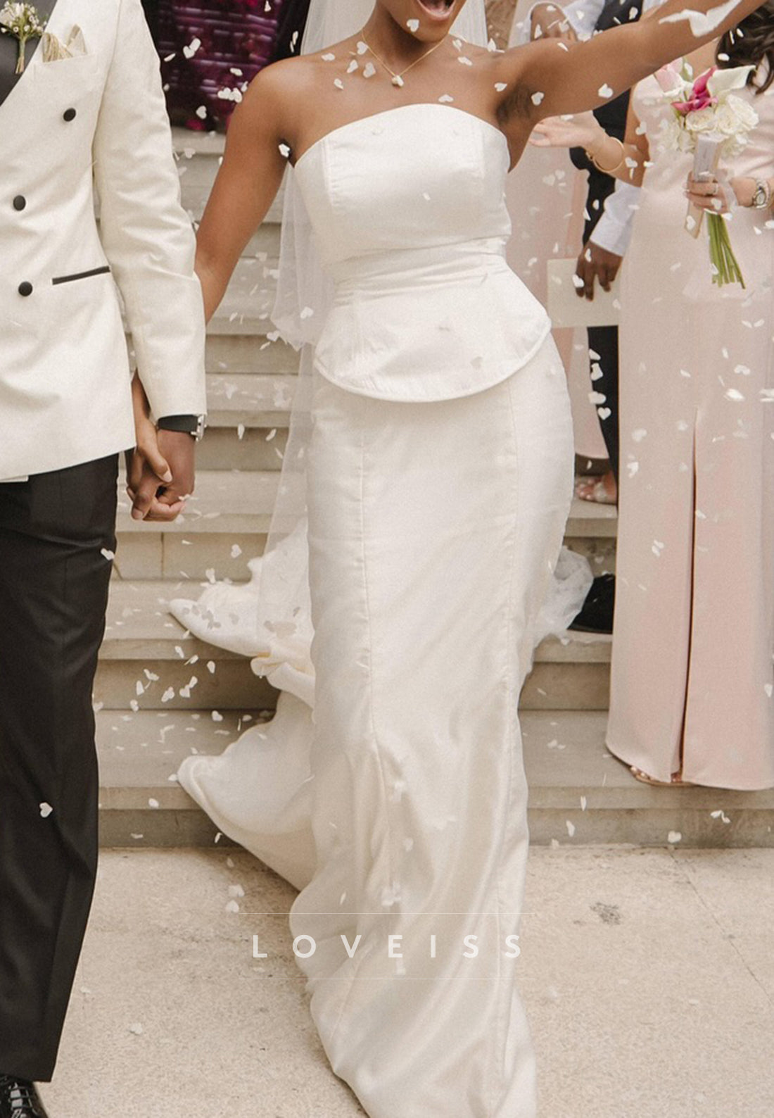 Off-Shoulder Corset Sleeveless Mermaid Wedding Dress