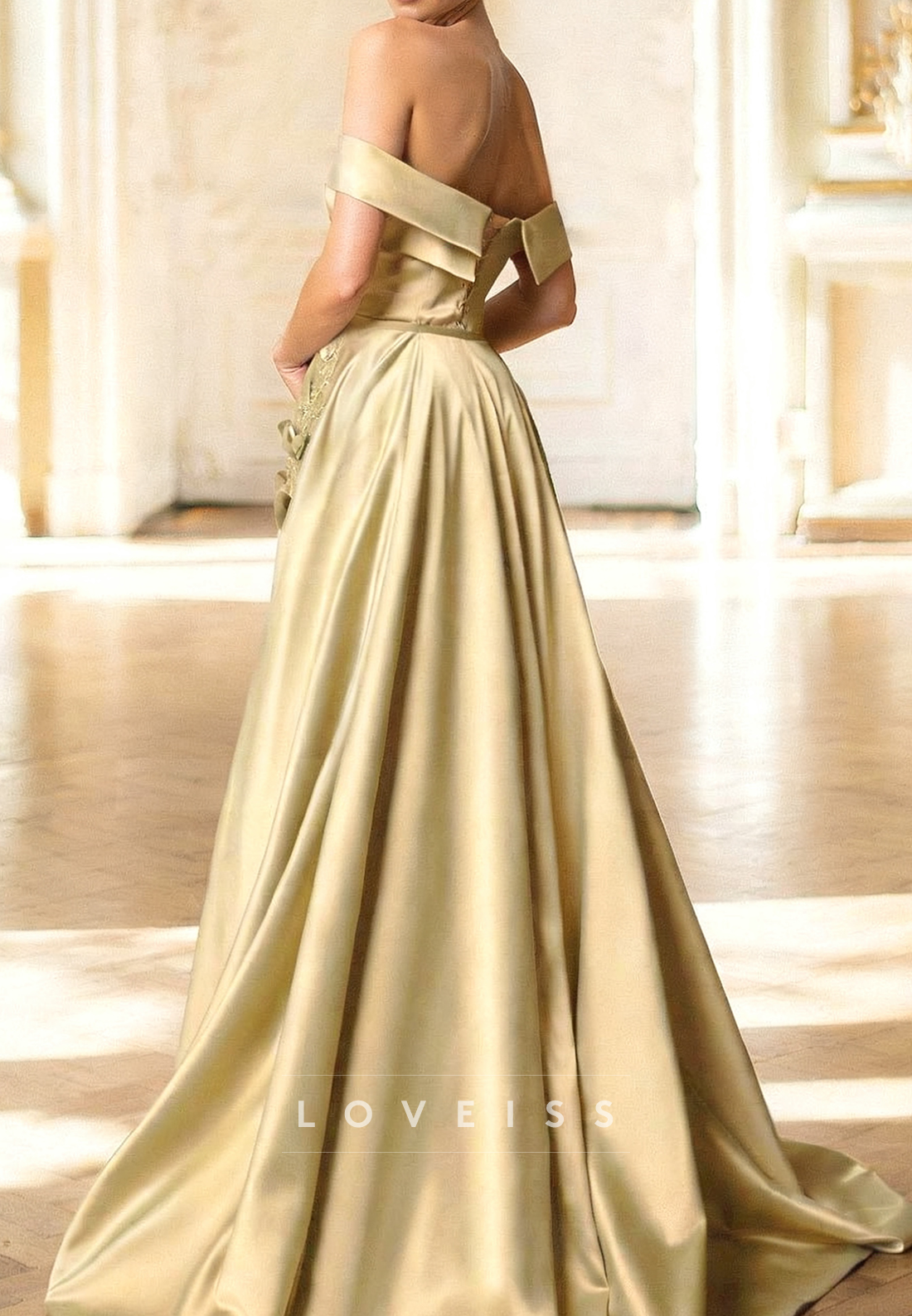 Off-Shoulder Floral Embellished Mermaid Mother of Bride Dress