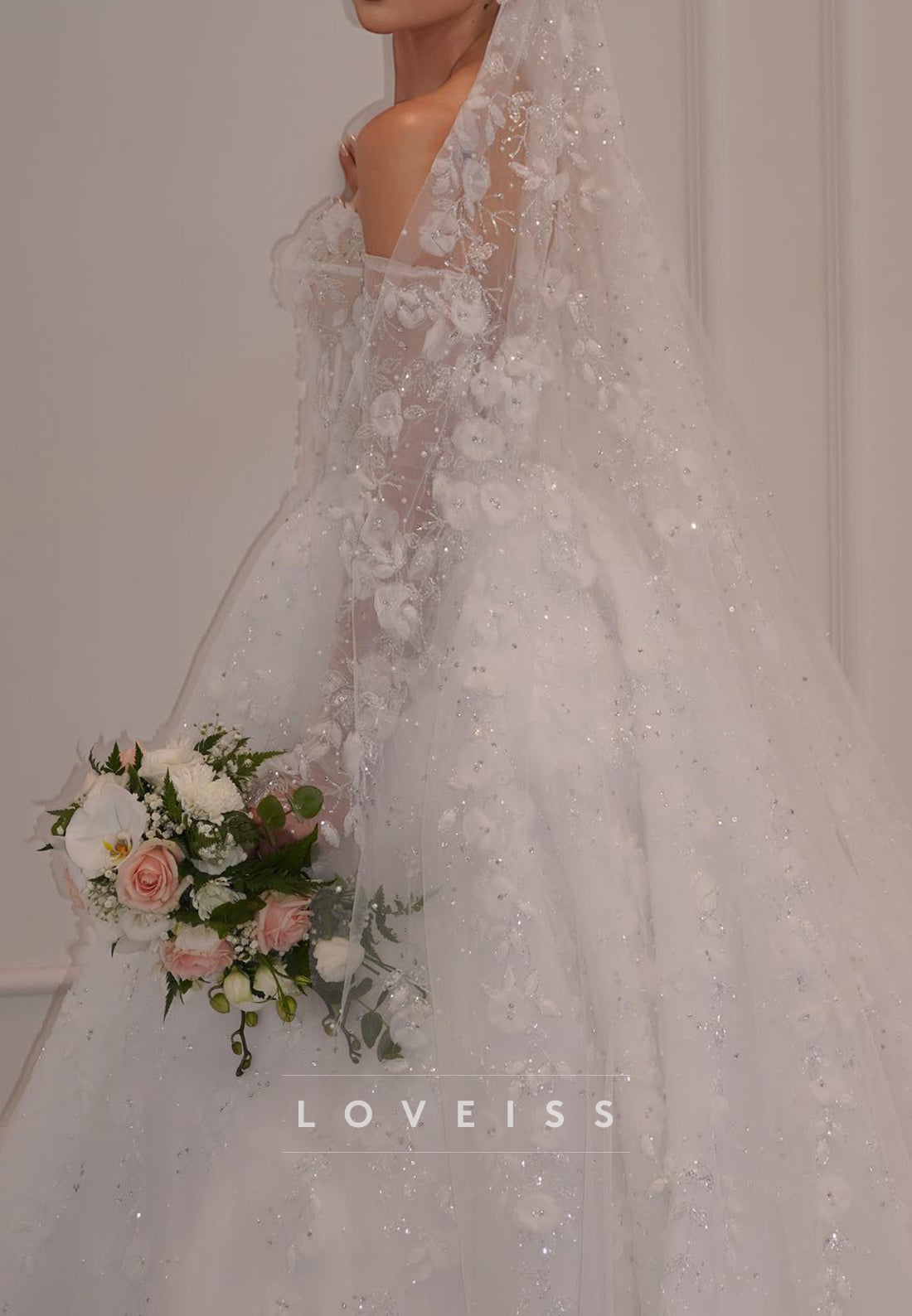 Sweetheart Floral Embellished Pleated A-Line Wedding Dress