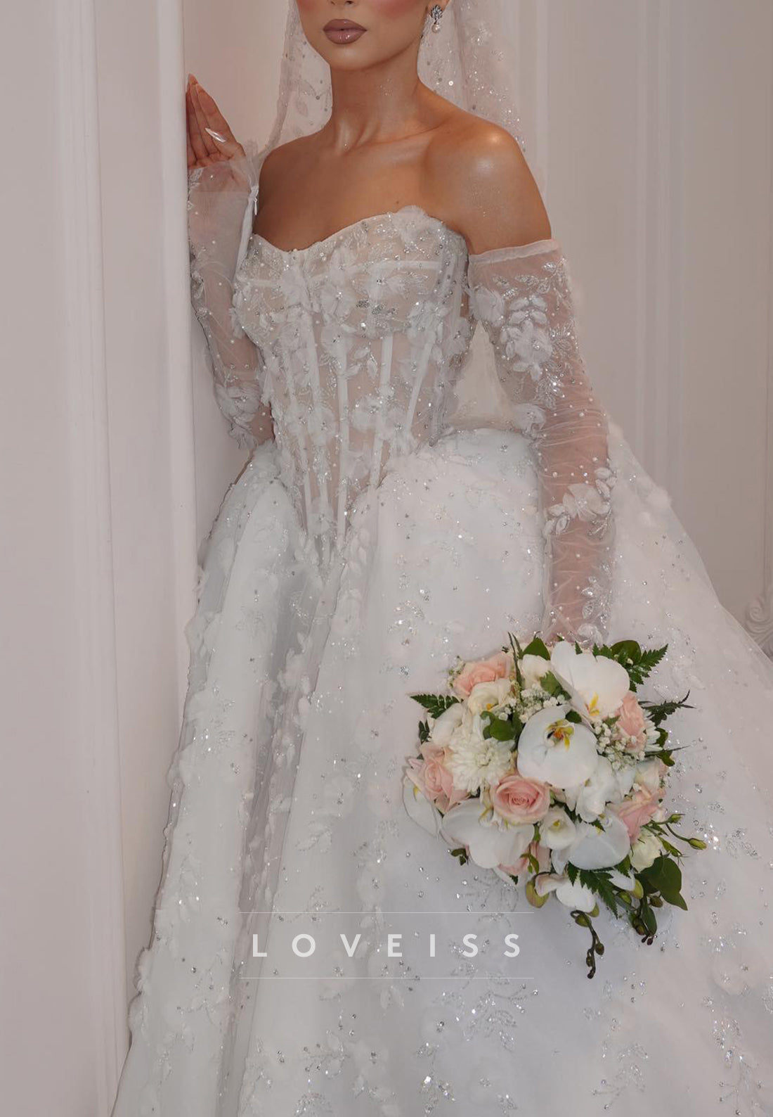 Sweetheart Floral Embellished Pleated A-Line Wedding Dress