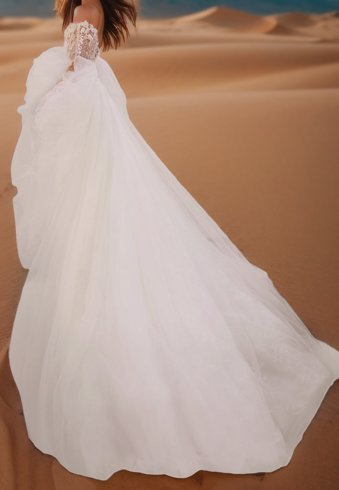 Off-Shoulder Long Sleeves Lace Appliques Ball Gown Wedding Dress