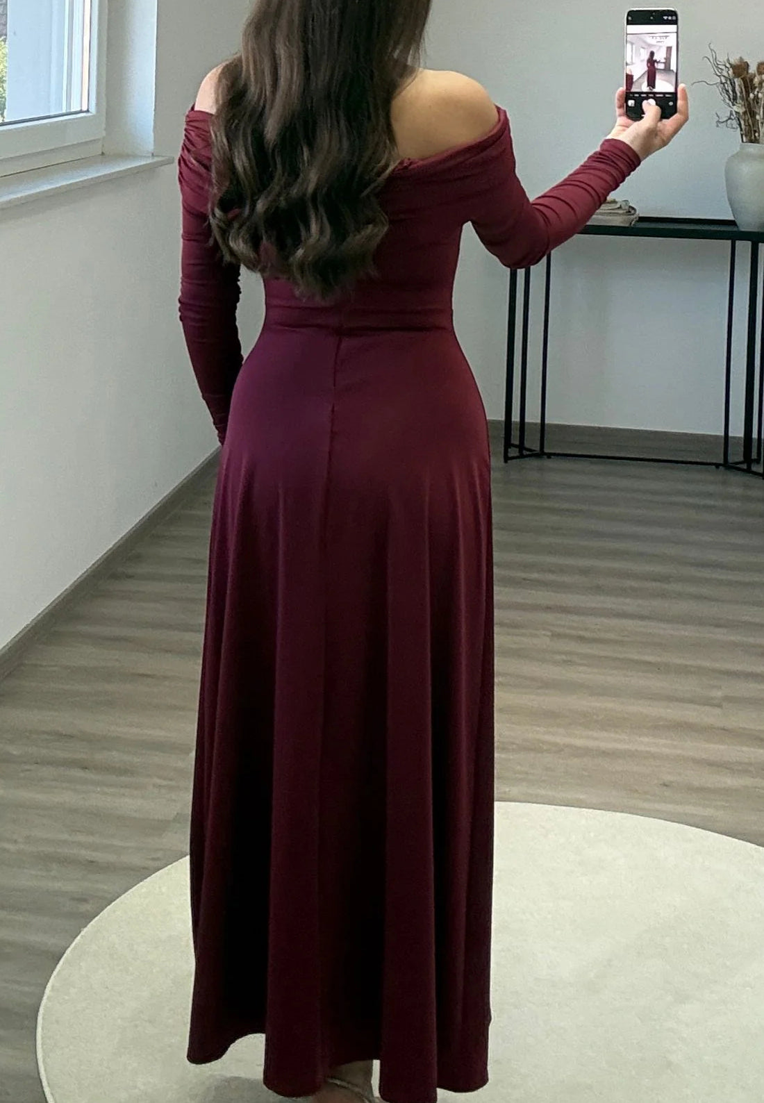 Off-Shoulder Long Sleeves Sleek Sheath Formal Dress